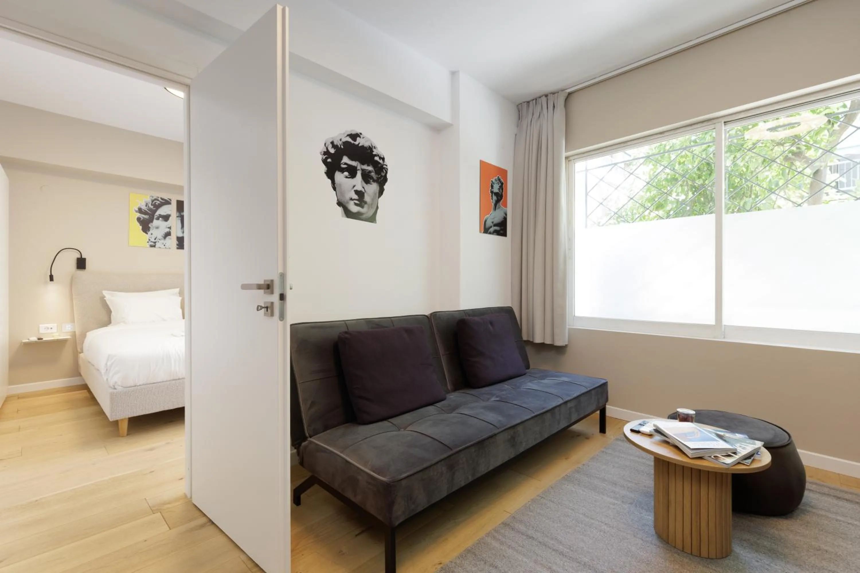 Seating area, Bed in Incanto Boutique Suites - Koukaki