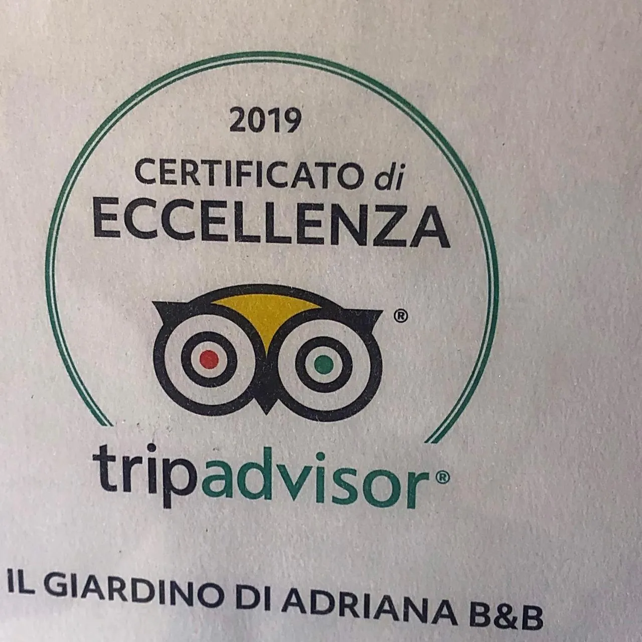 Certificate/Award in Il Giardino Di Adriana