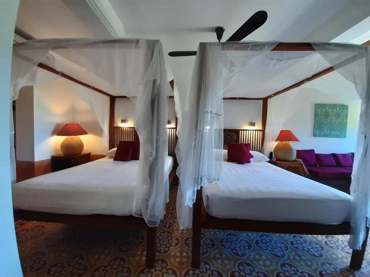 Bed in Villa Louise Hue Beach Boutique Hotel