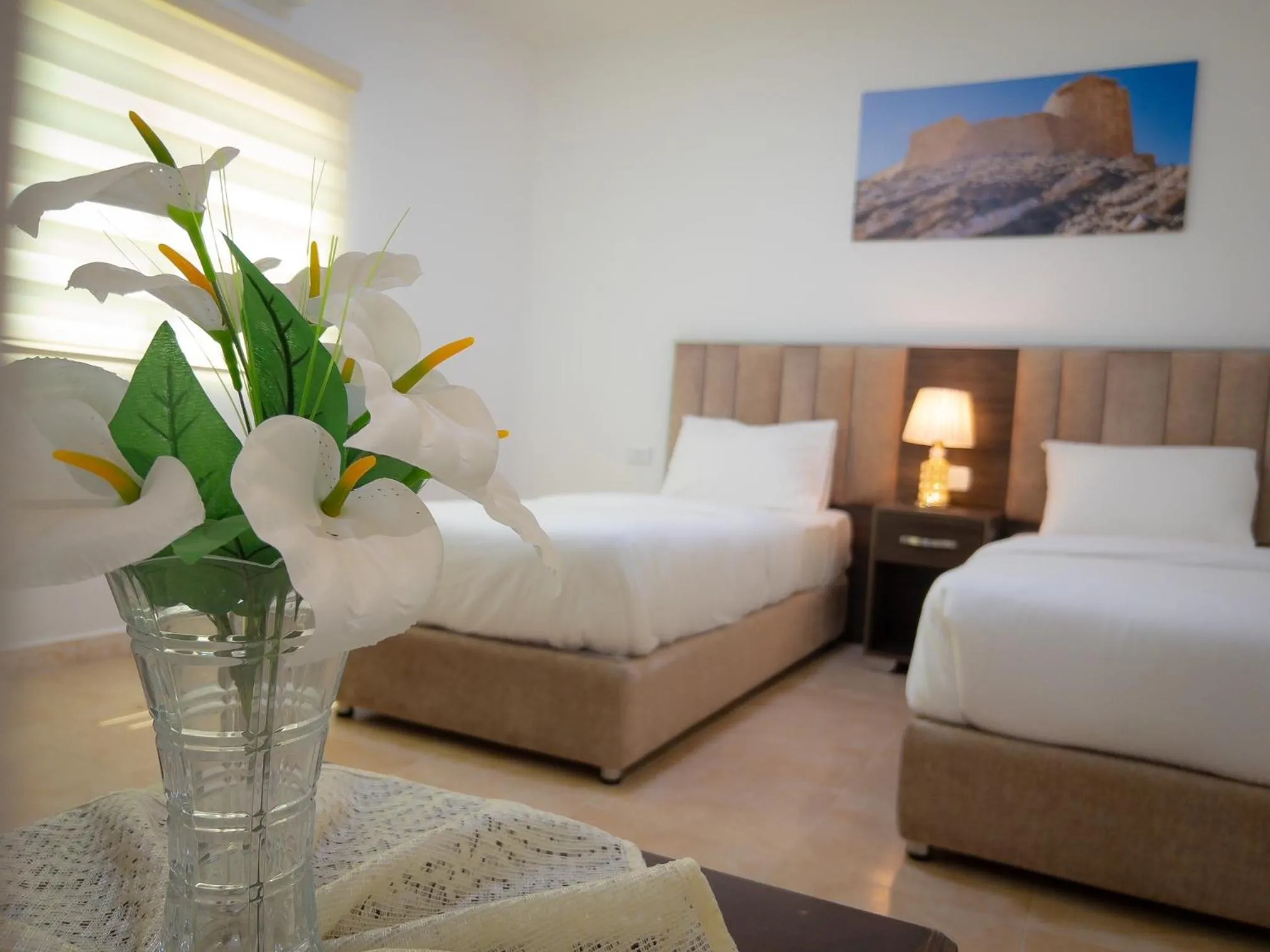 Bed in Petra Jewel Hotel
