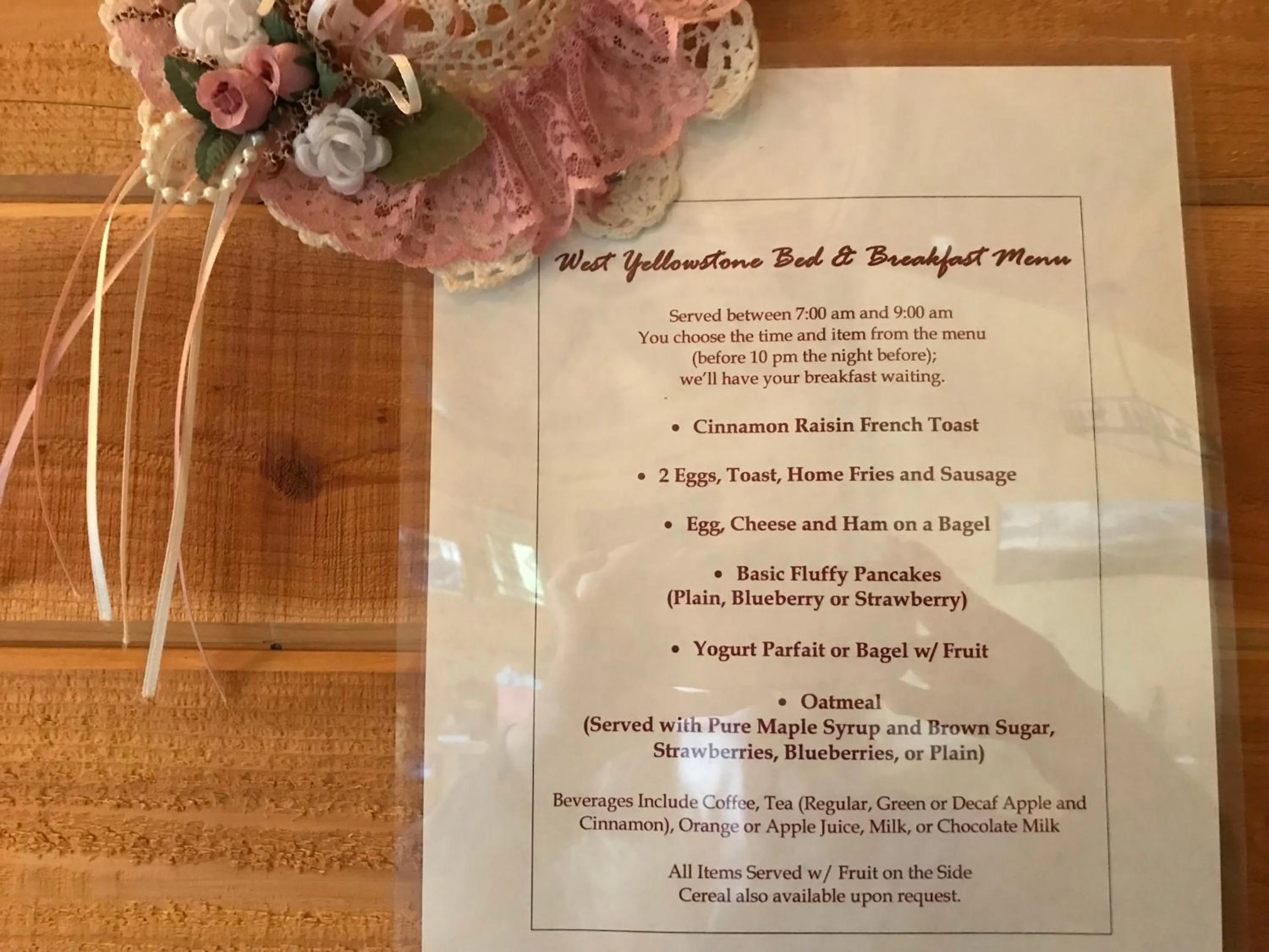 Food and drinks in West Yellowstone Bed and Breakfast