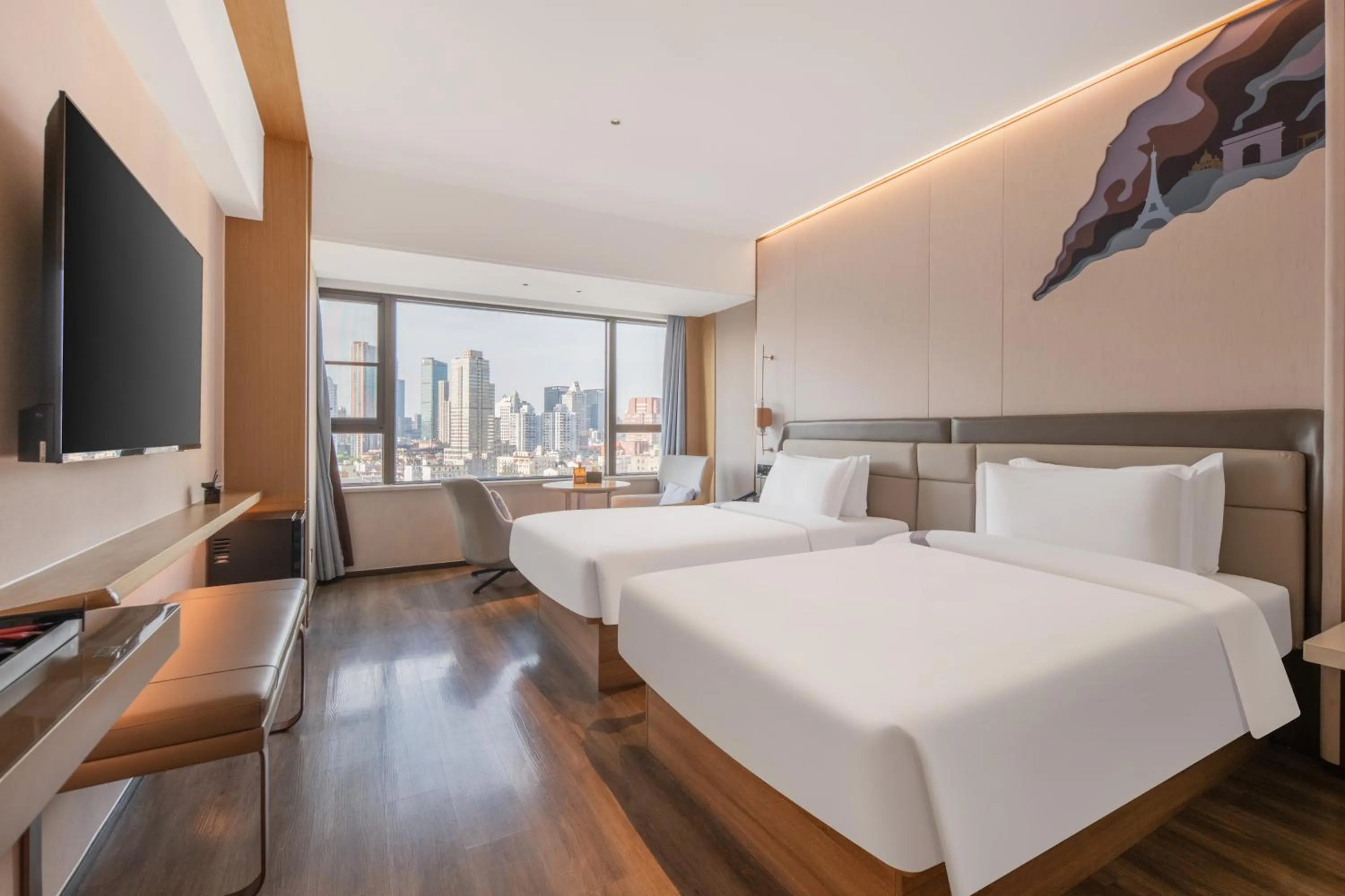 Deluxe Twin Room in Shanghai Elong Hotel by the bund and Nanjing road Pedestrian street