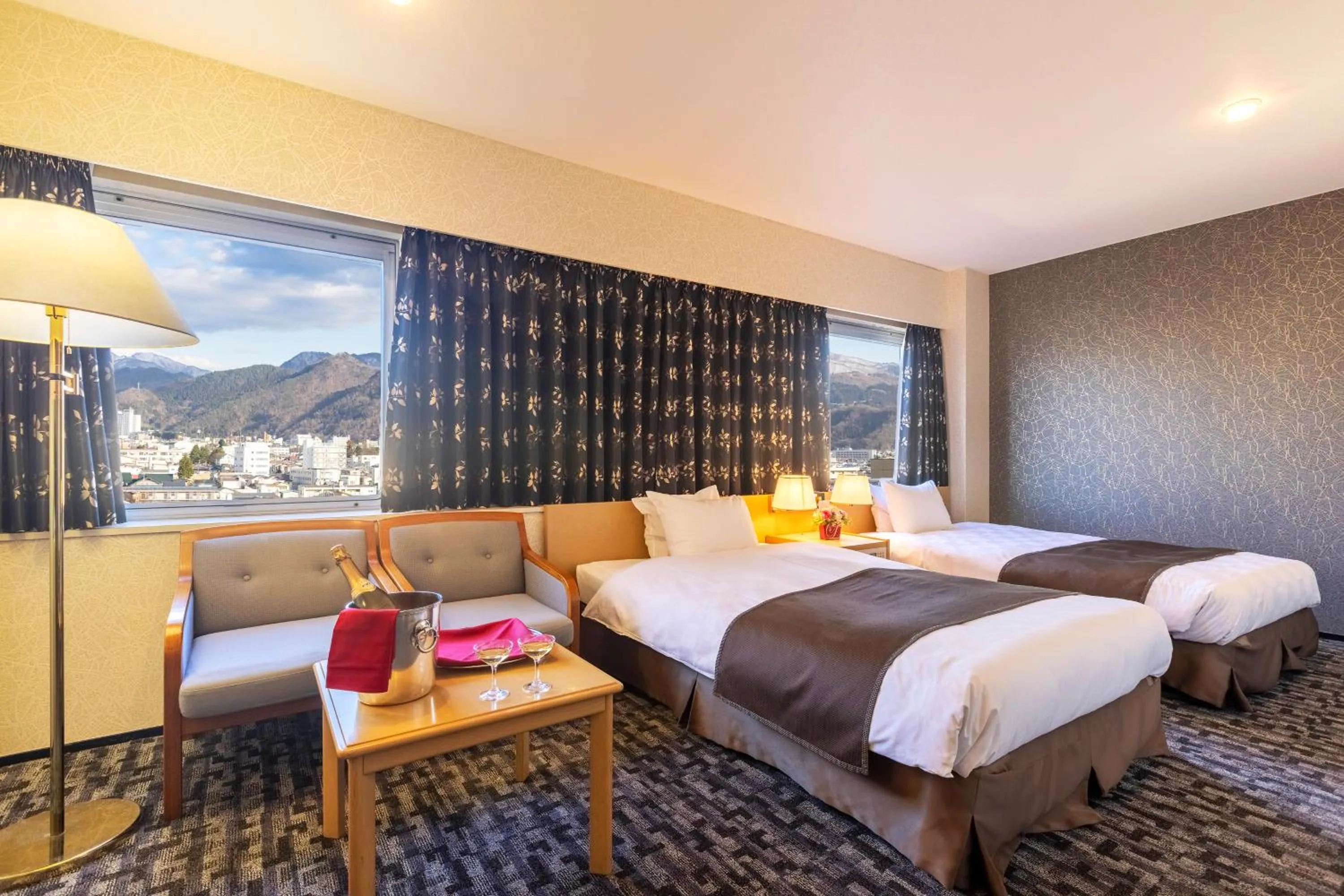 View (from property/room), Bed in Yamagata Grand Hotel