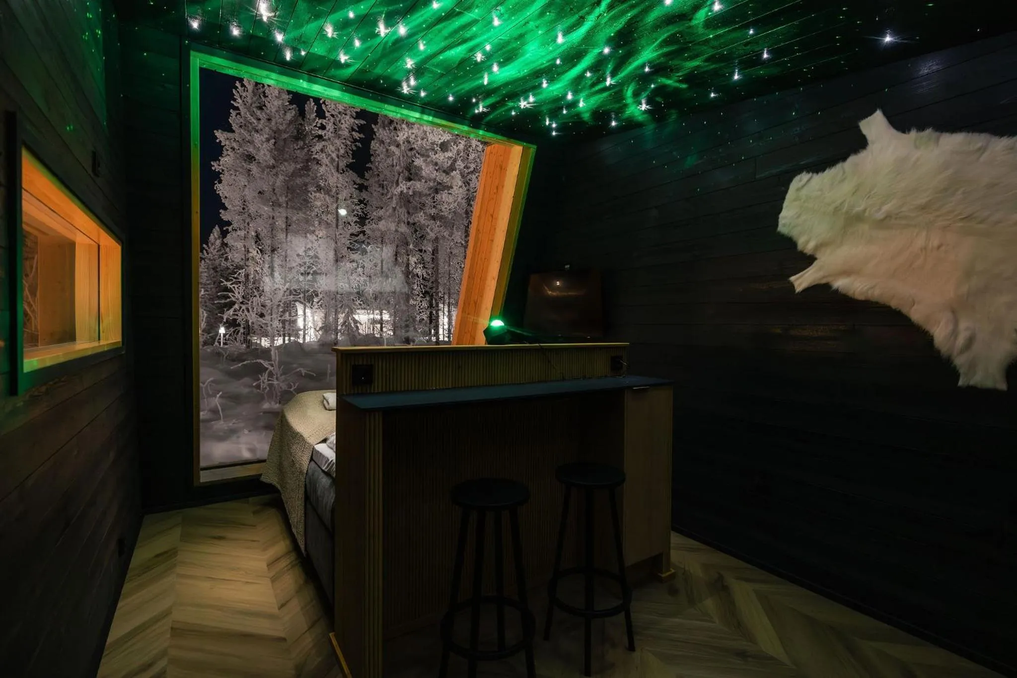 Bedroom in Lapland Glow Chalets