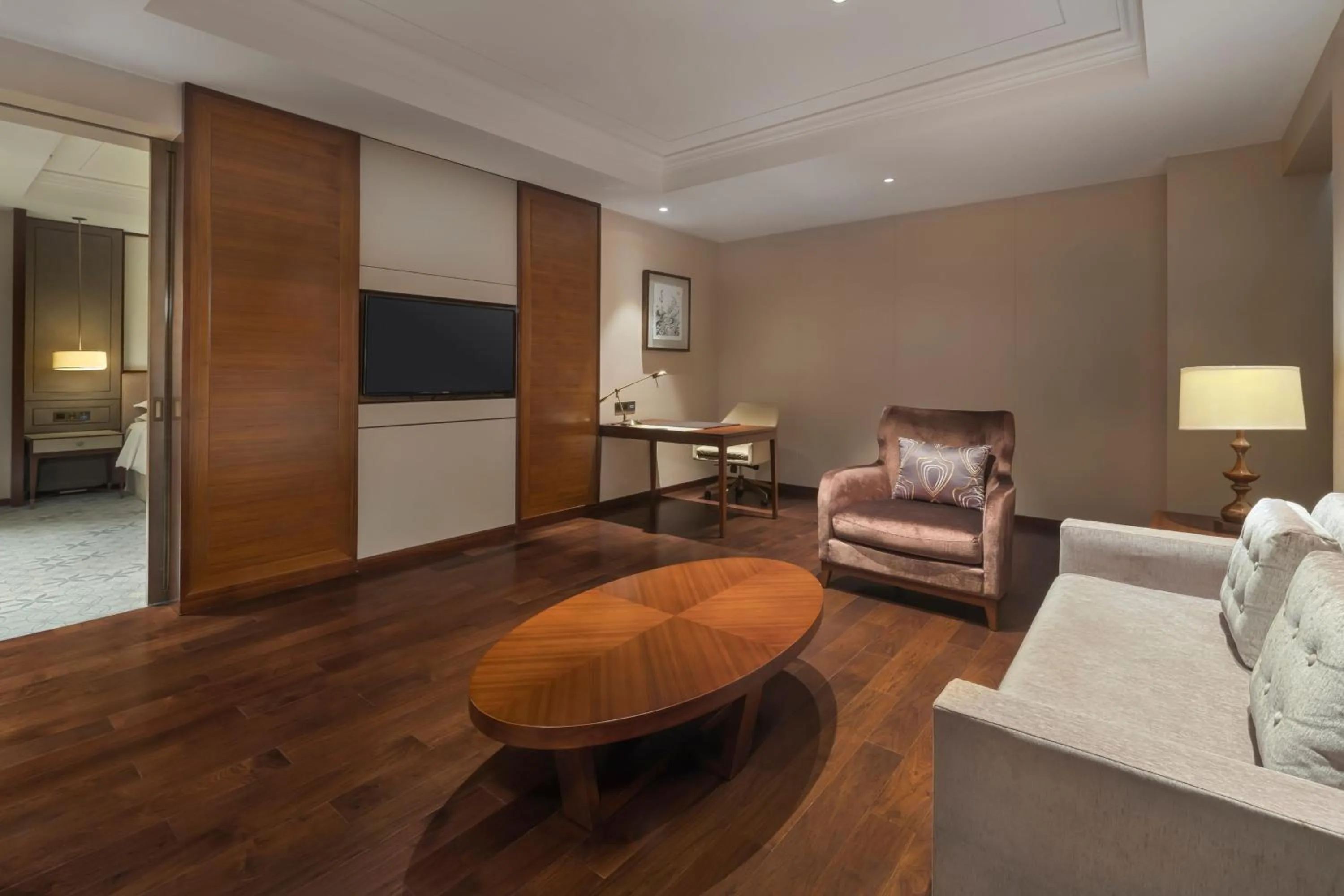 Living room, Bed in Sheraton Shanghai Jiading Hotel