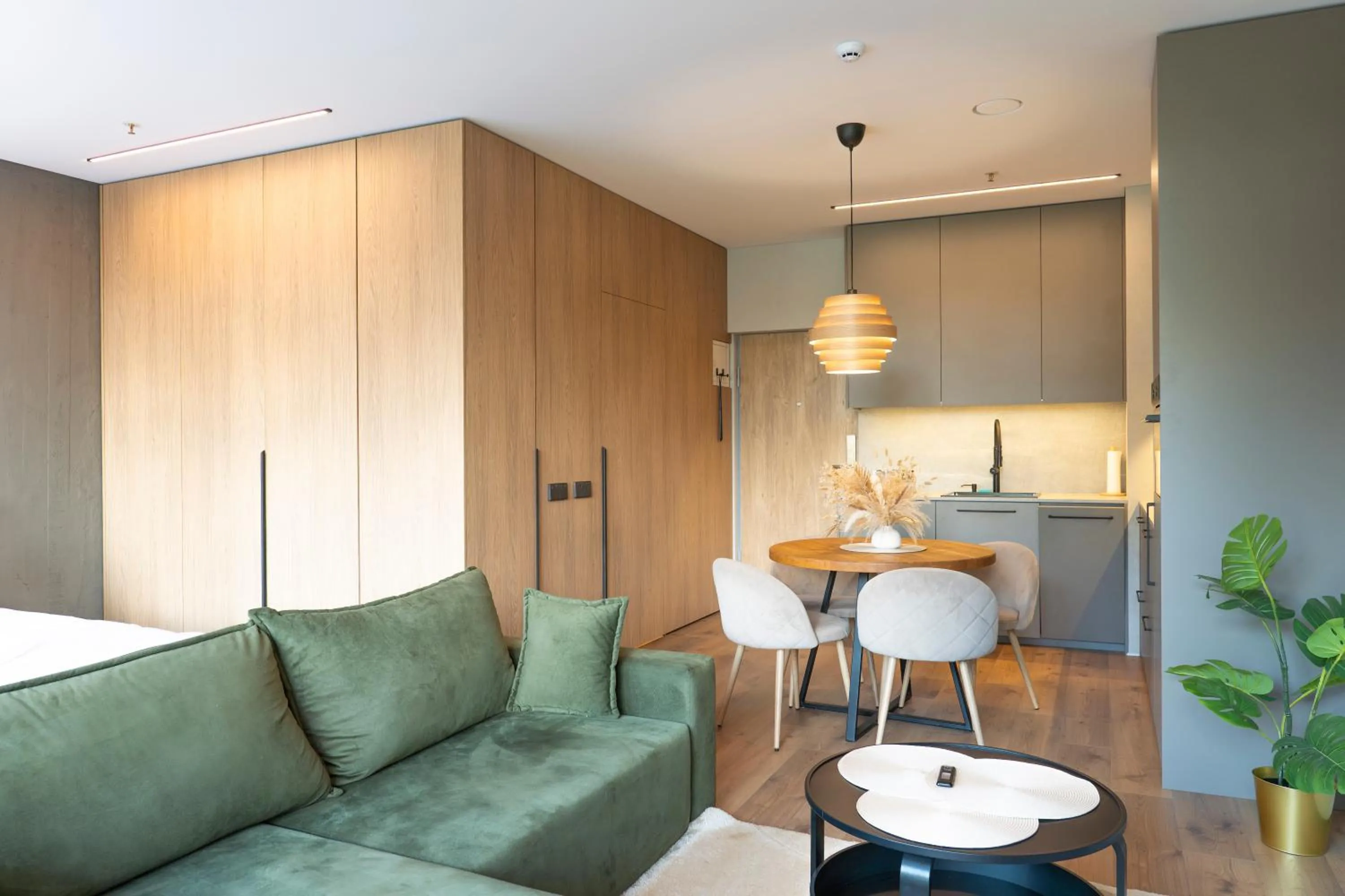 Kitchen or kitchenette in Aparthotel Nemunas