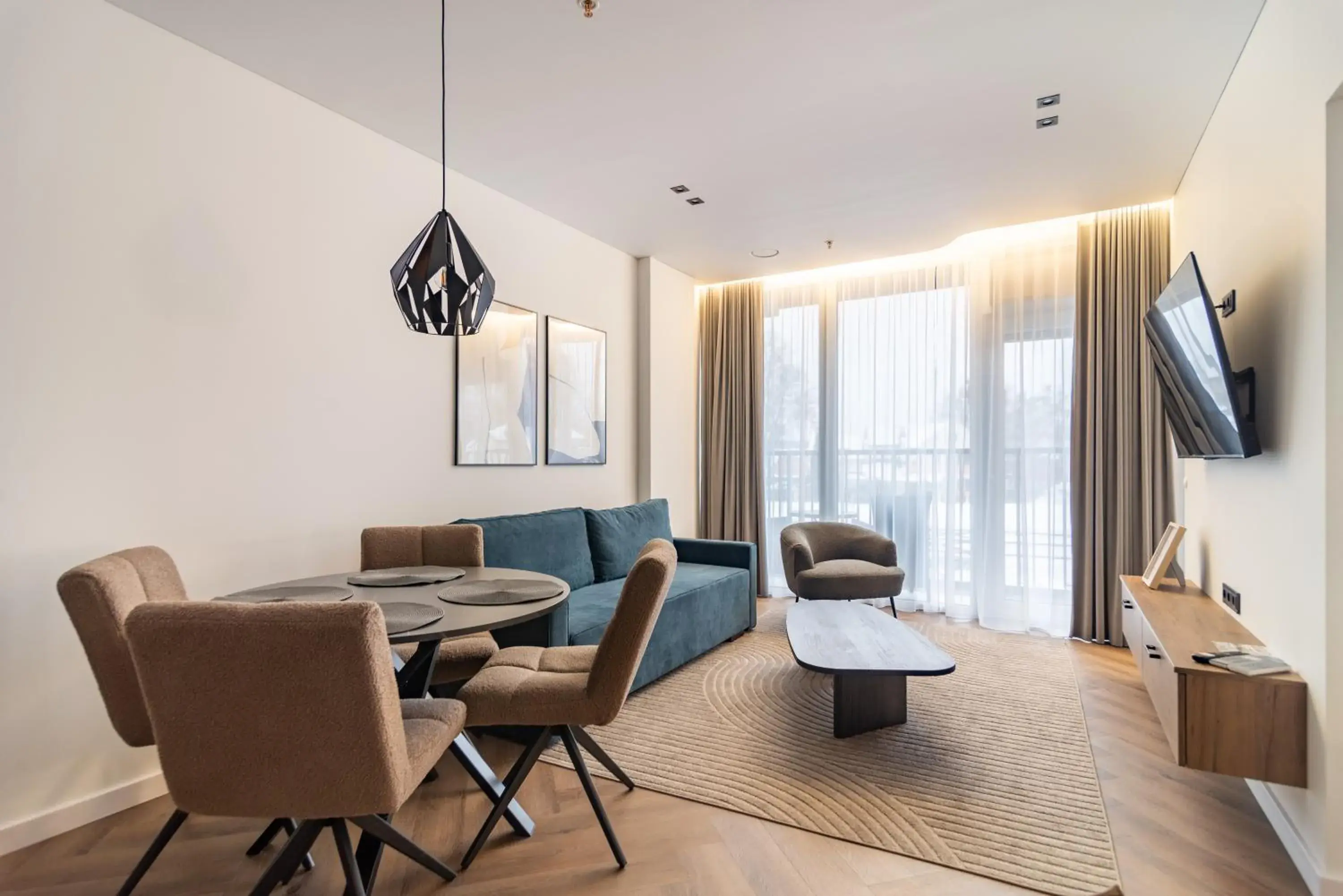 Deluxe One-Bedroom Apartment with Balcony - Sauna and hot Tub Access in Leisure Area in Aparthotel Nemunas Deluxe One-Bedroom Apartment with Balcony - Sauna and hot Tub Access in Leisure Area in Aparthotel Nemunas