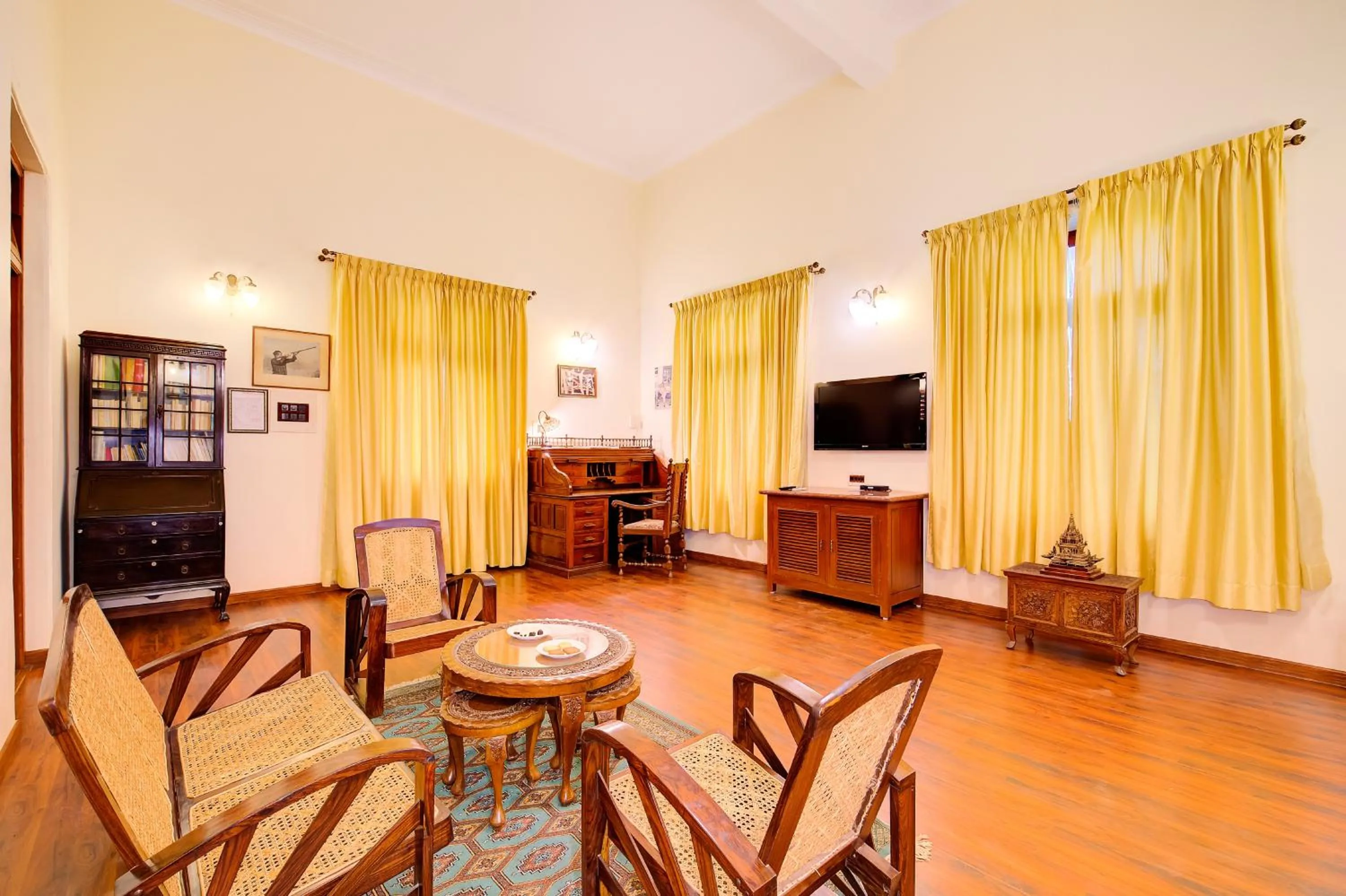 Seating area in WelcomHeritage Shivavilas Palace, HAMPI