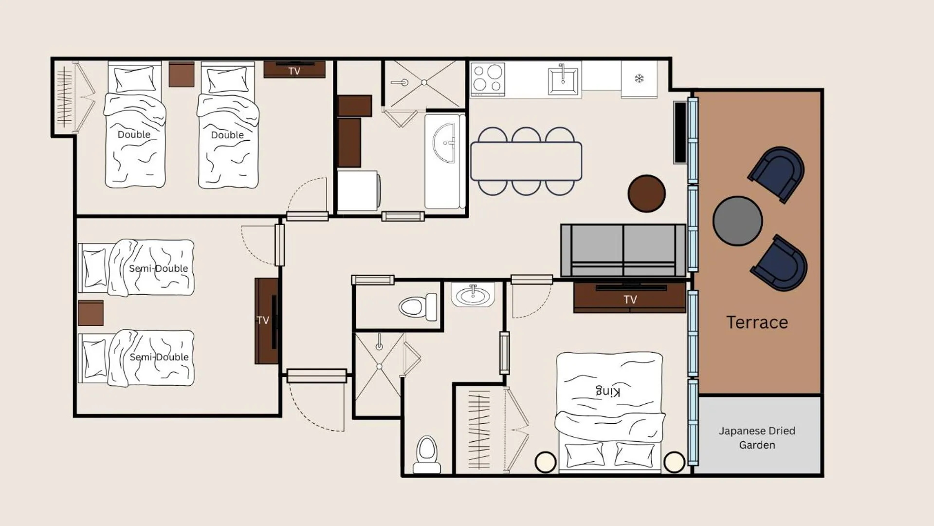 Floor plan in R&Run Kyoto Serviced Apartment & Suites