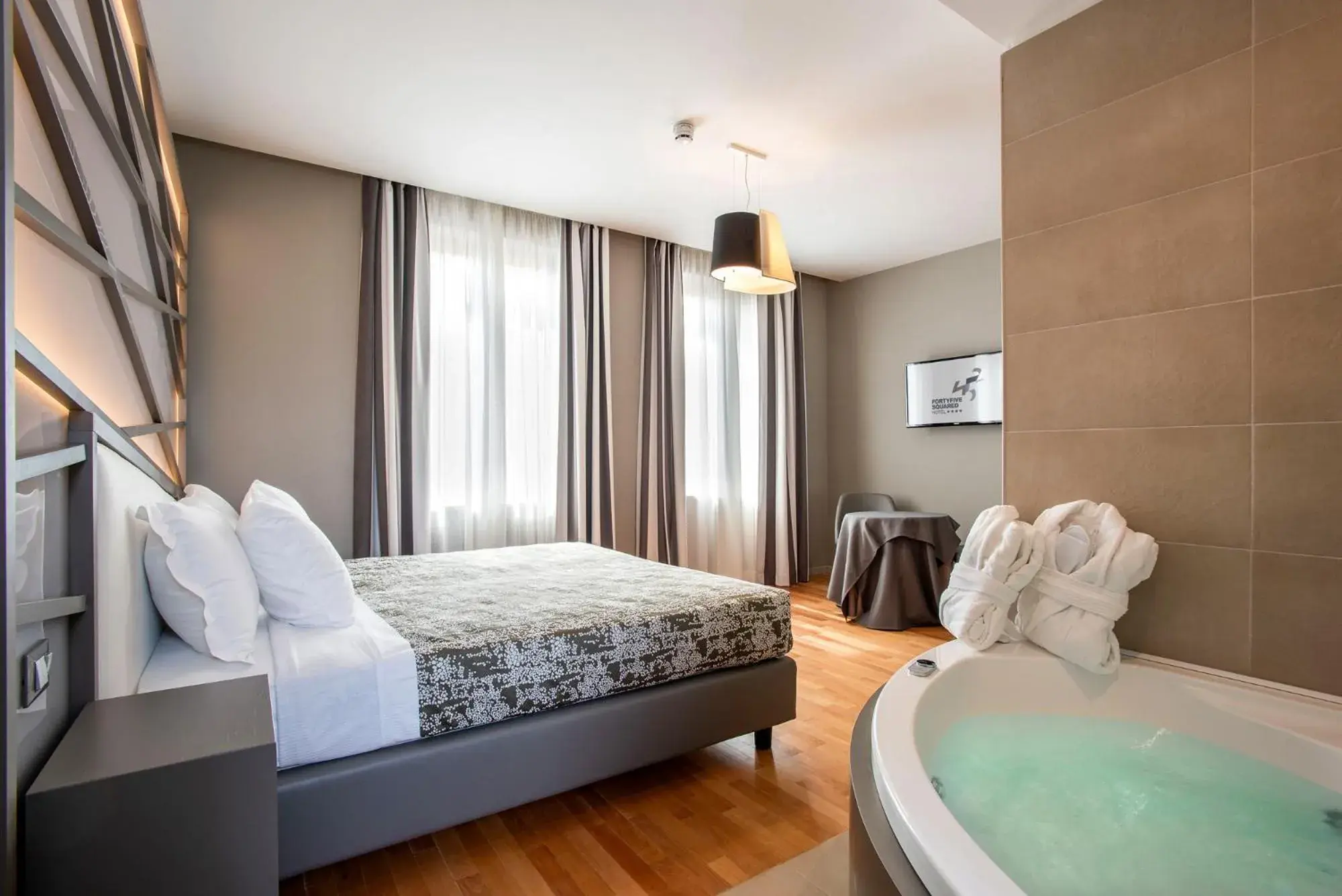 Bedroom, Bed in Fortyfive Squared Hotel Bedroom, Bed in Fortyfive Squared Hotel