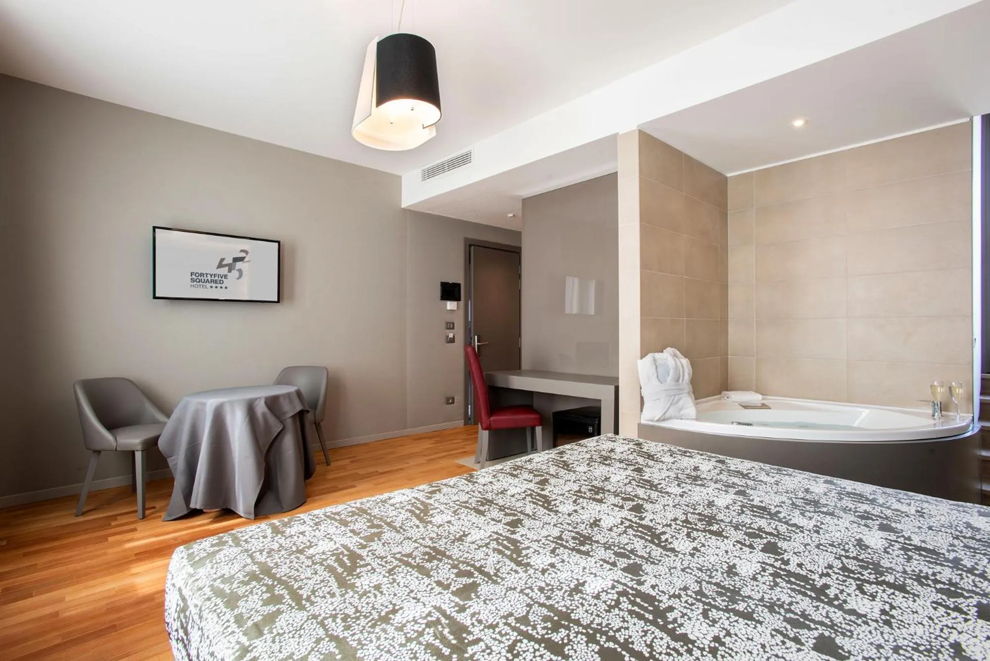 Photo of the whole room, Bed in Fortyfive Squared Hotel