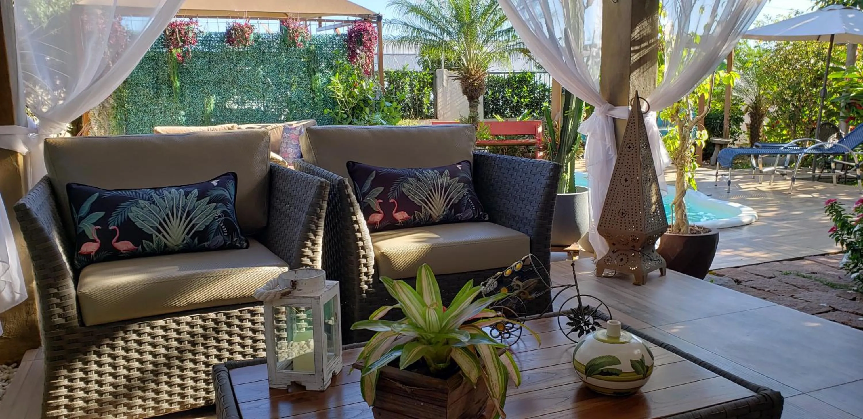 Seating area in Pousada das Orquídeas