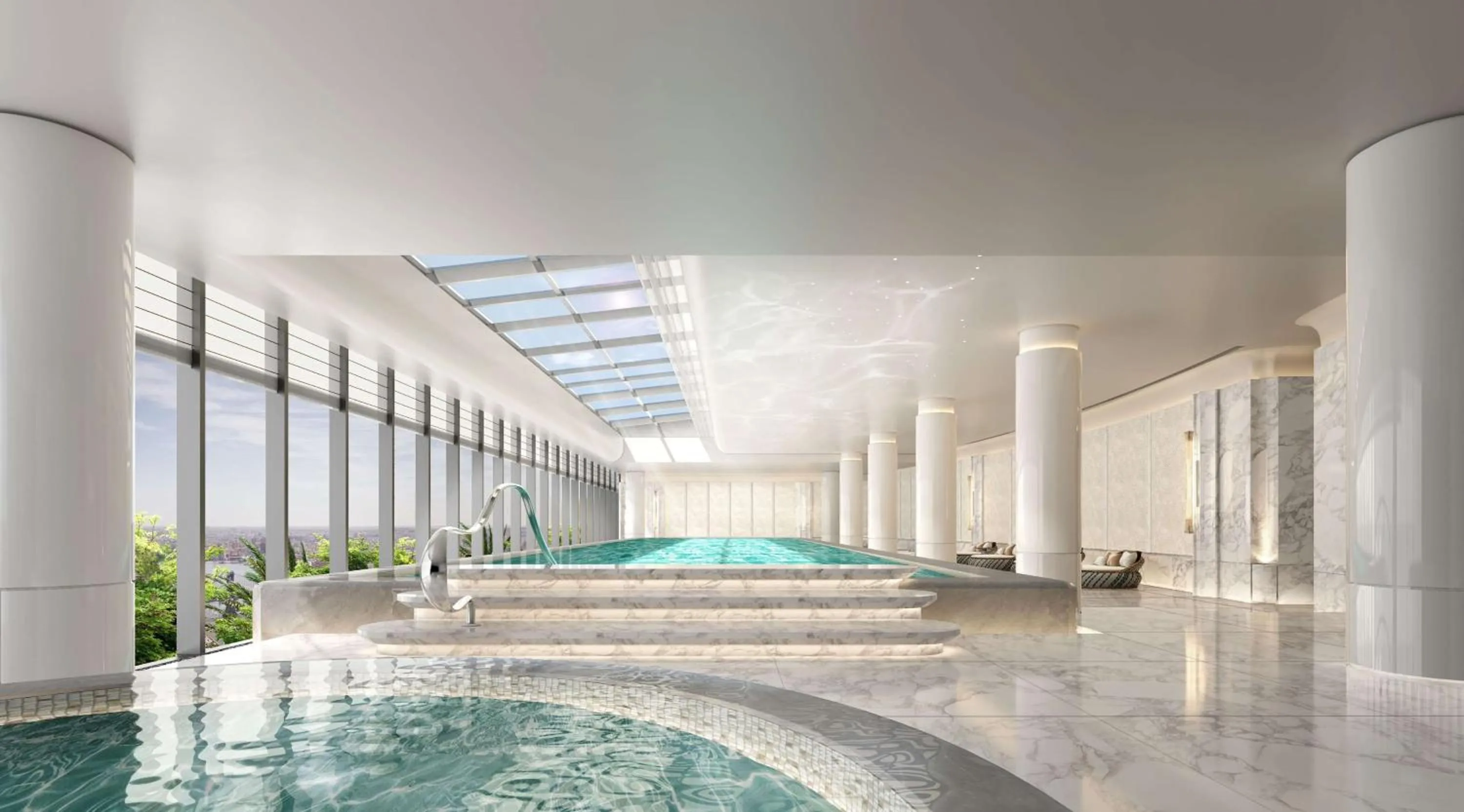 Pool view in Waldorf Astoria Shanghai Qiantan