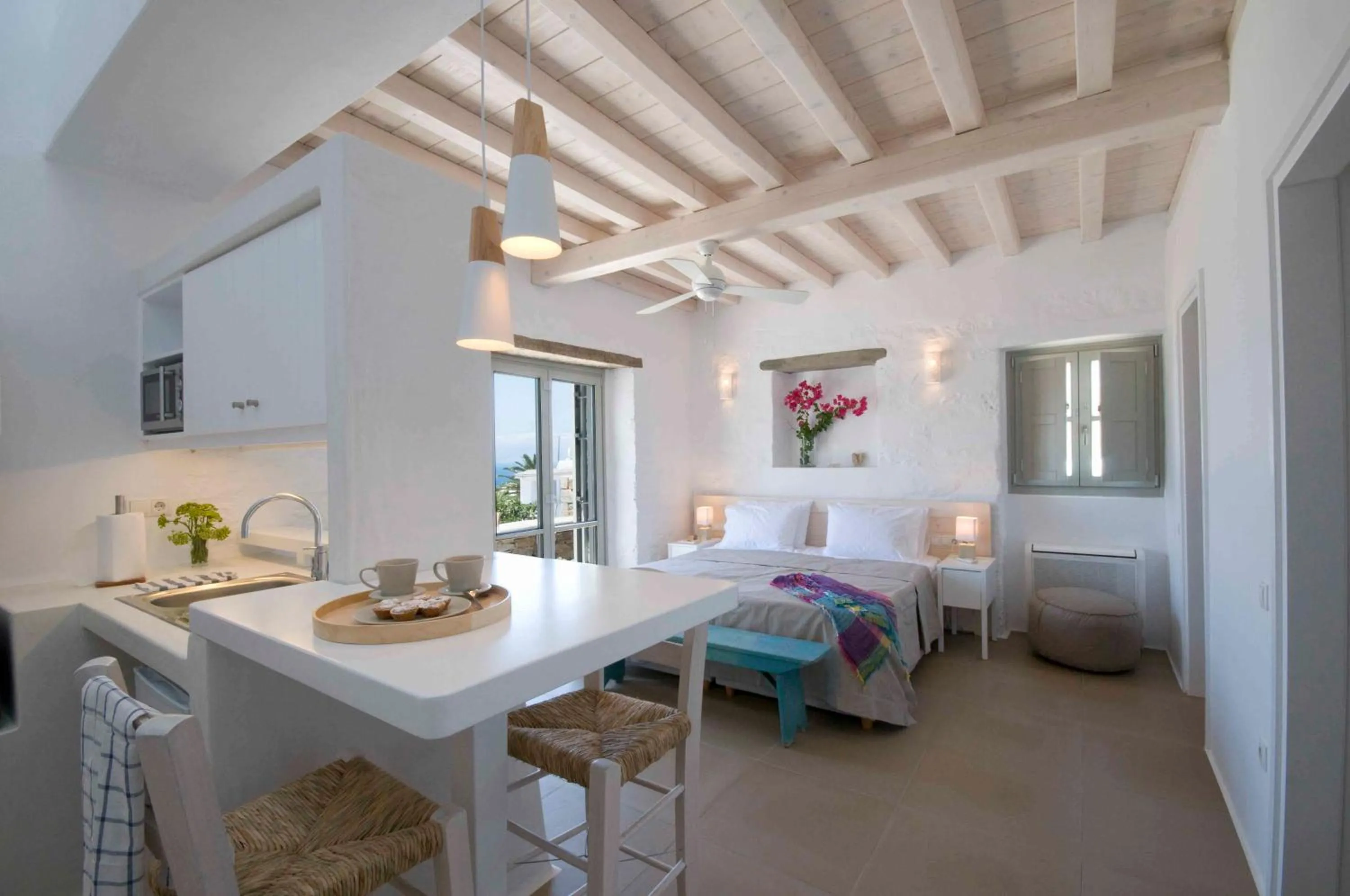 Photo of the whole room, Bed in Cloud Blue