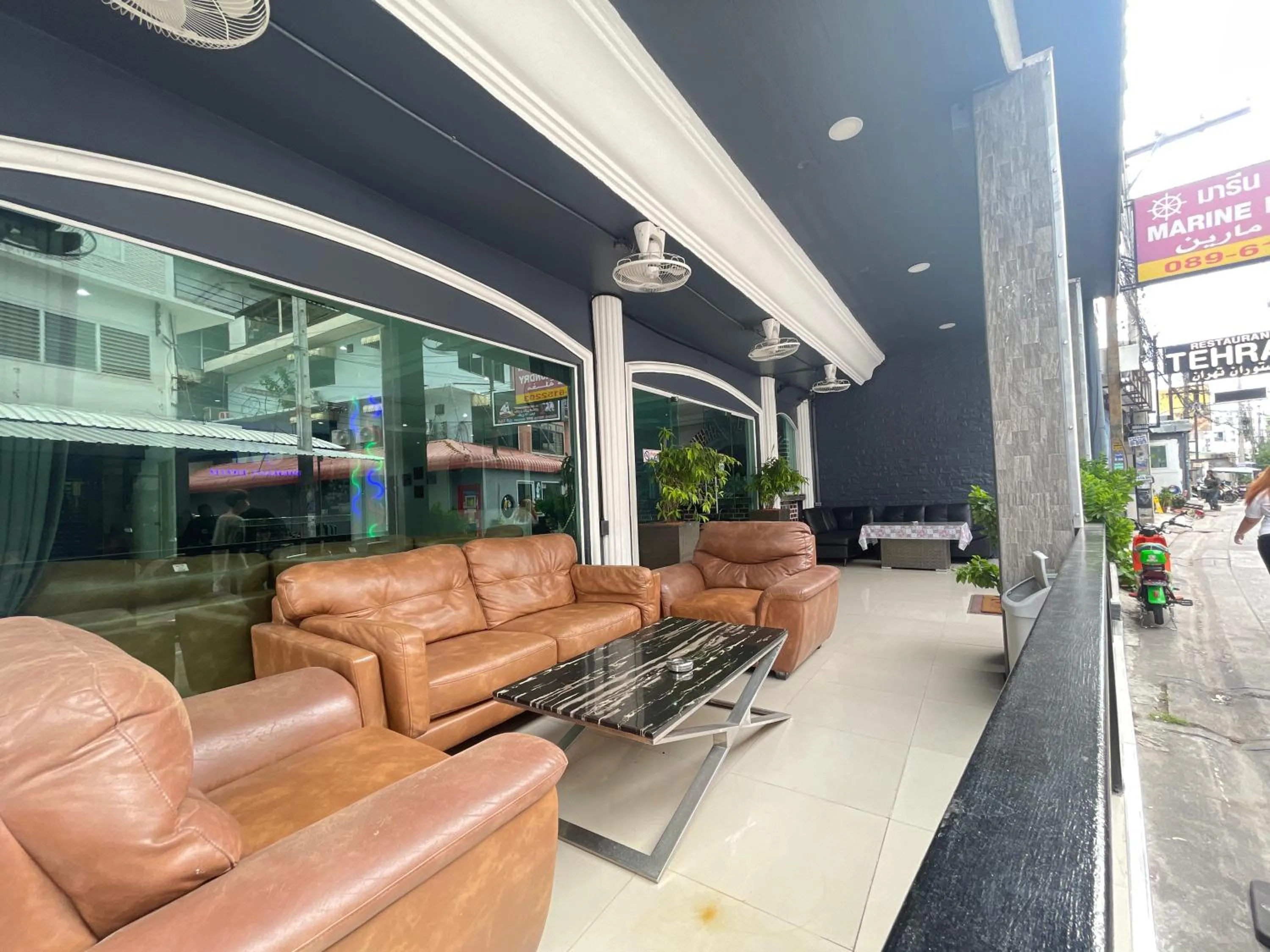 Seating area in W-9 Hotel