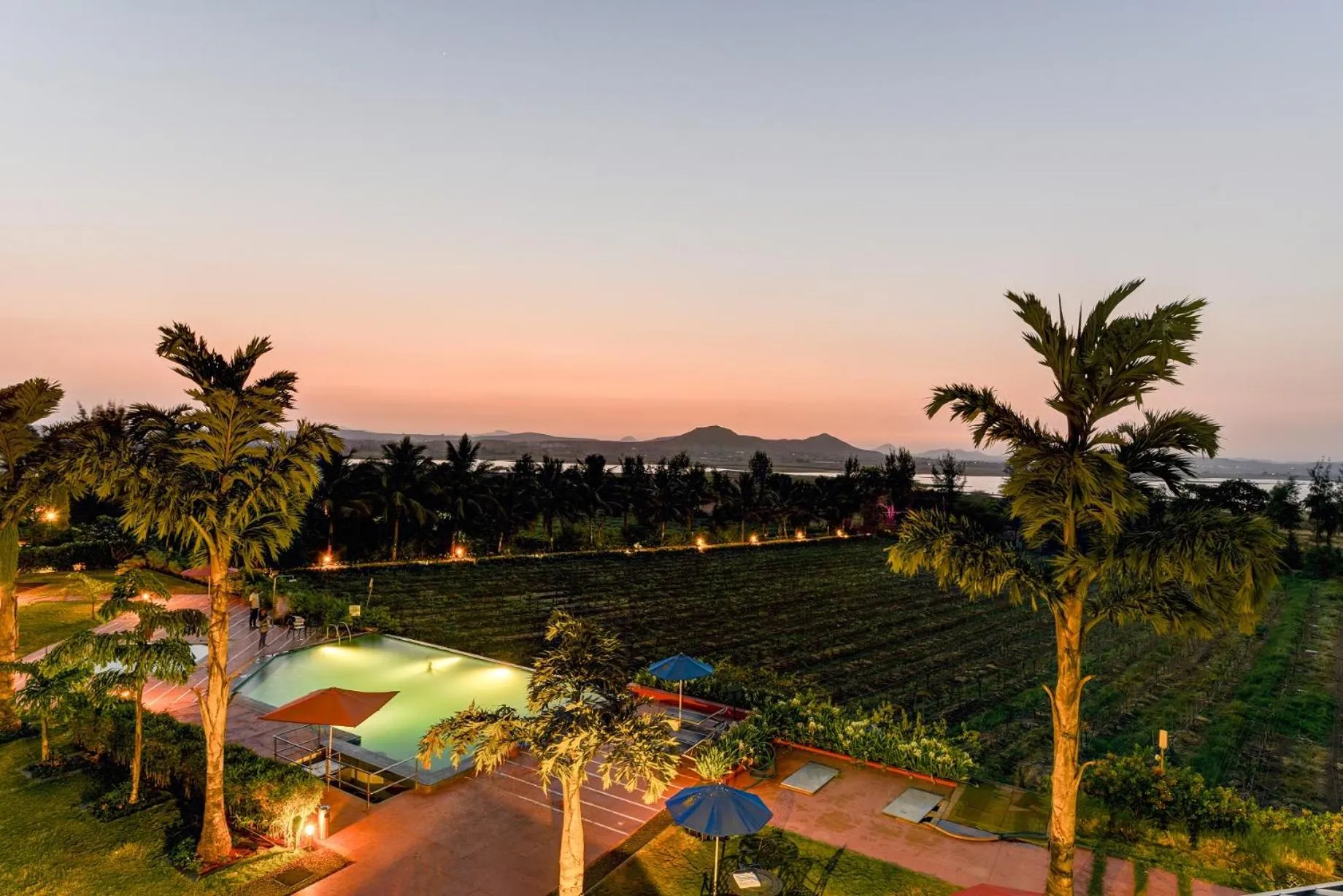 Pool view in Regenta Resort Soma Vine Village Nashik