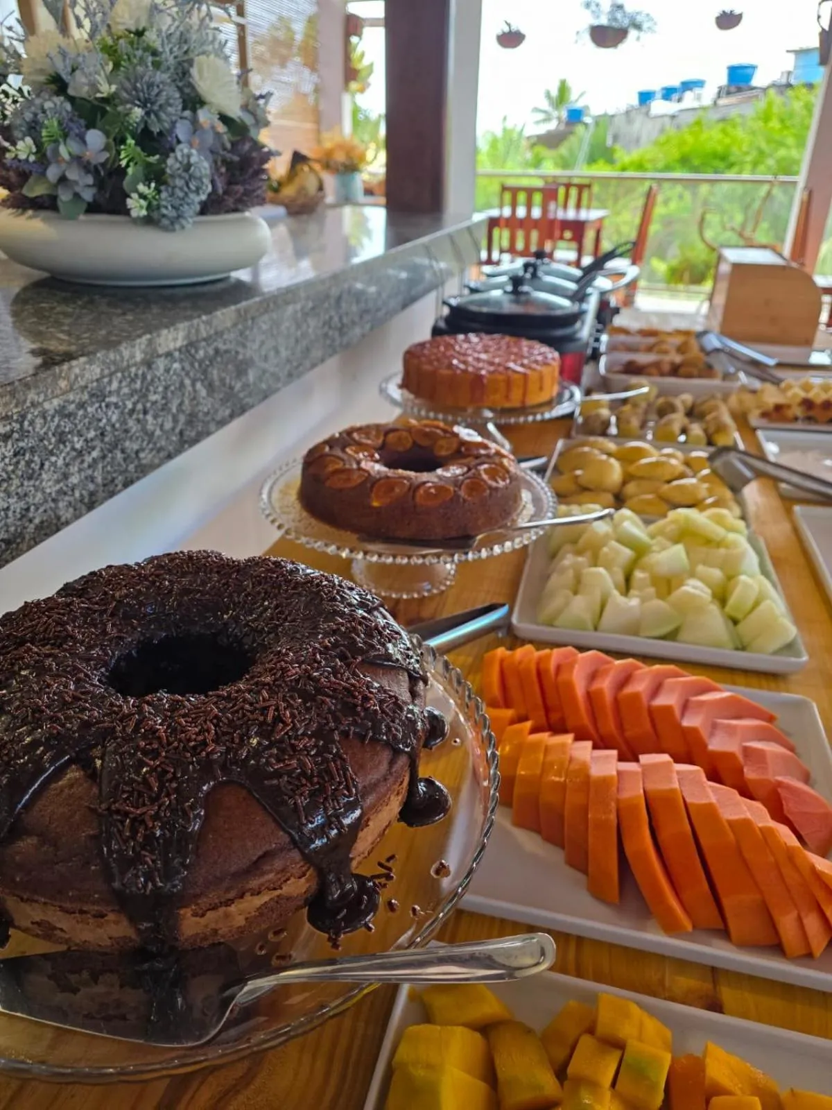 Buffet breakfast in Pousada Camburi