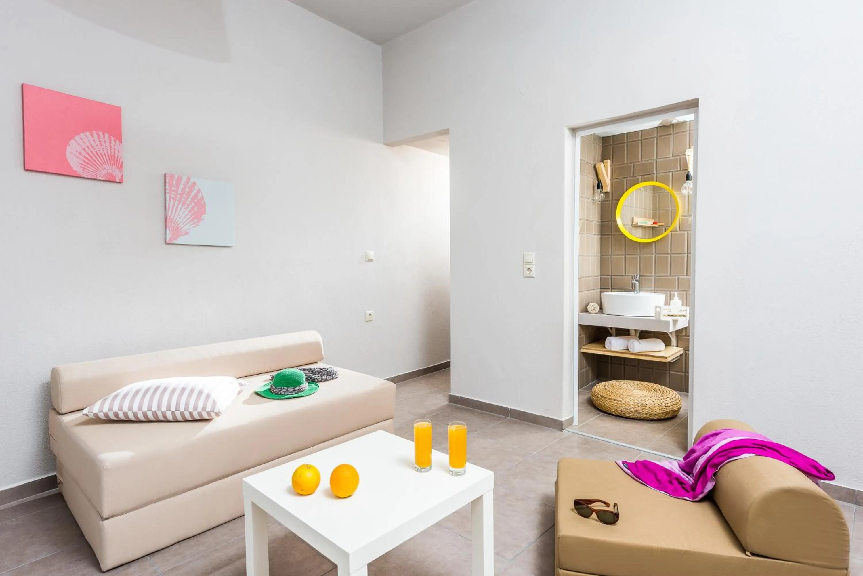 Seating area, Bed in Anemos Suites by Estia