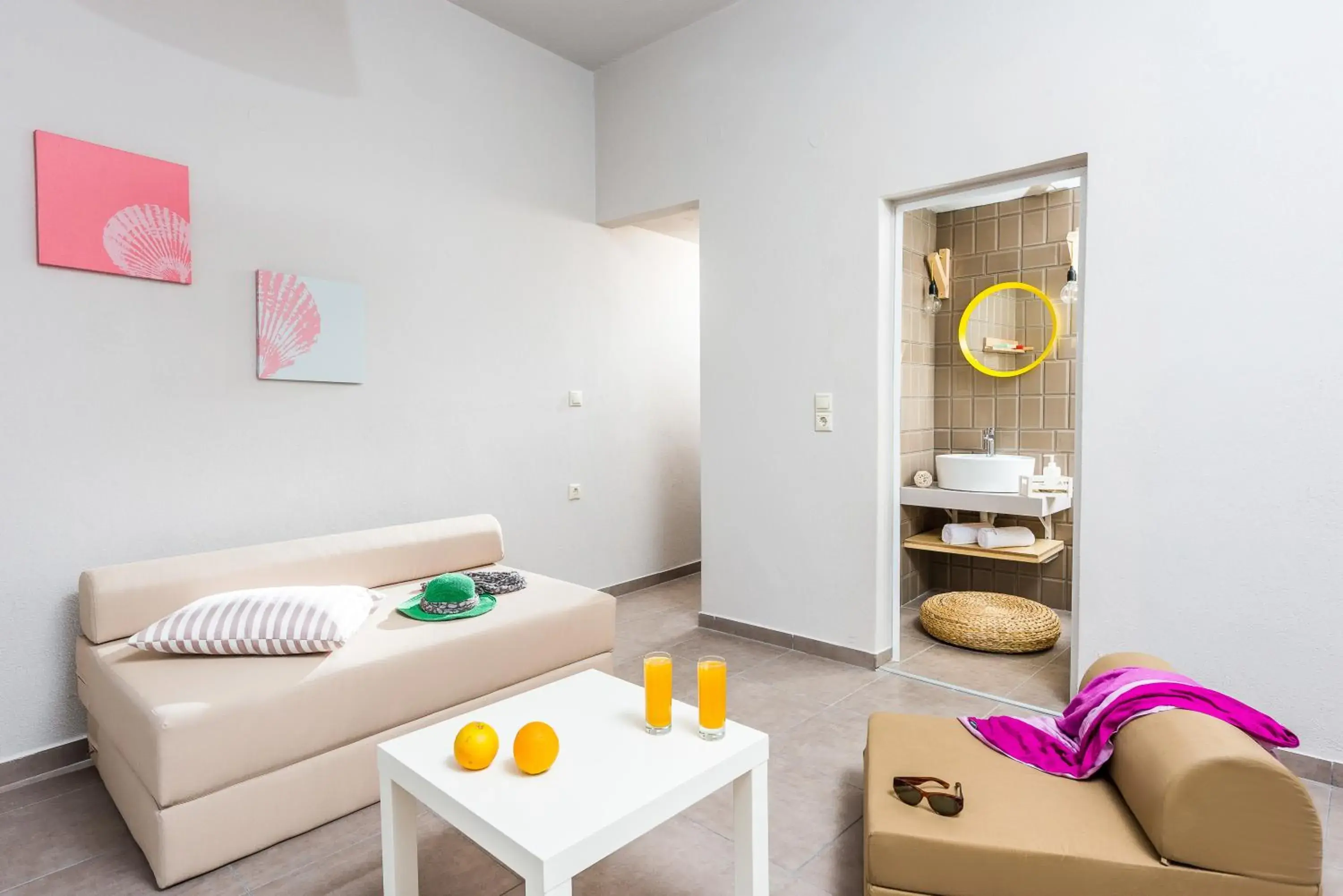 Seating area, Bed in Anemos Suites by Estia Seating area, Bed in Anemos Suites by Estia