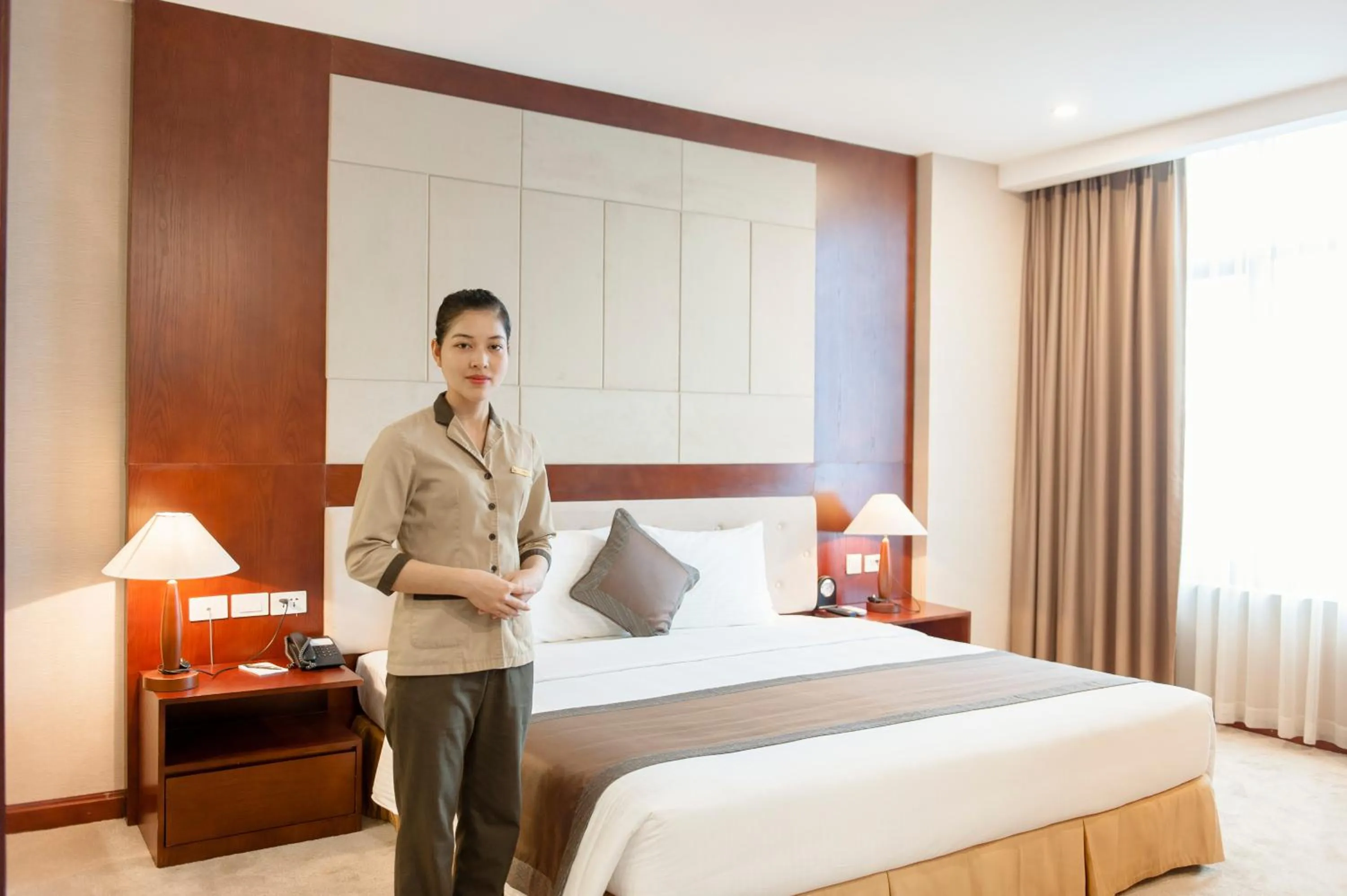 Bed in Muong Thanh Grand Lao Cai Hotel