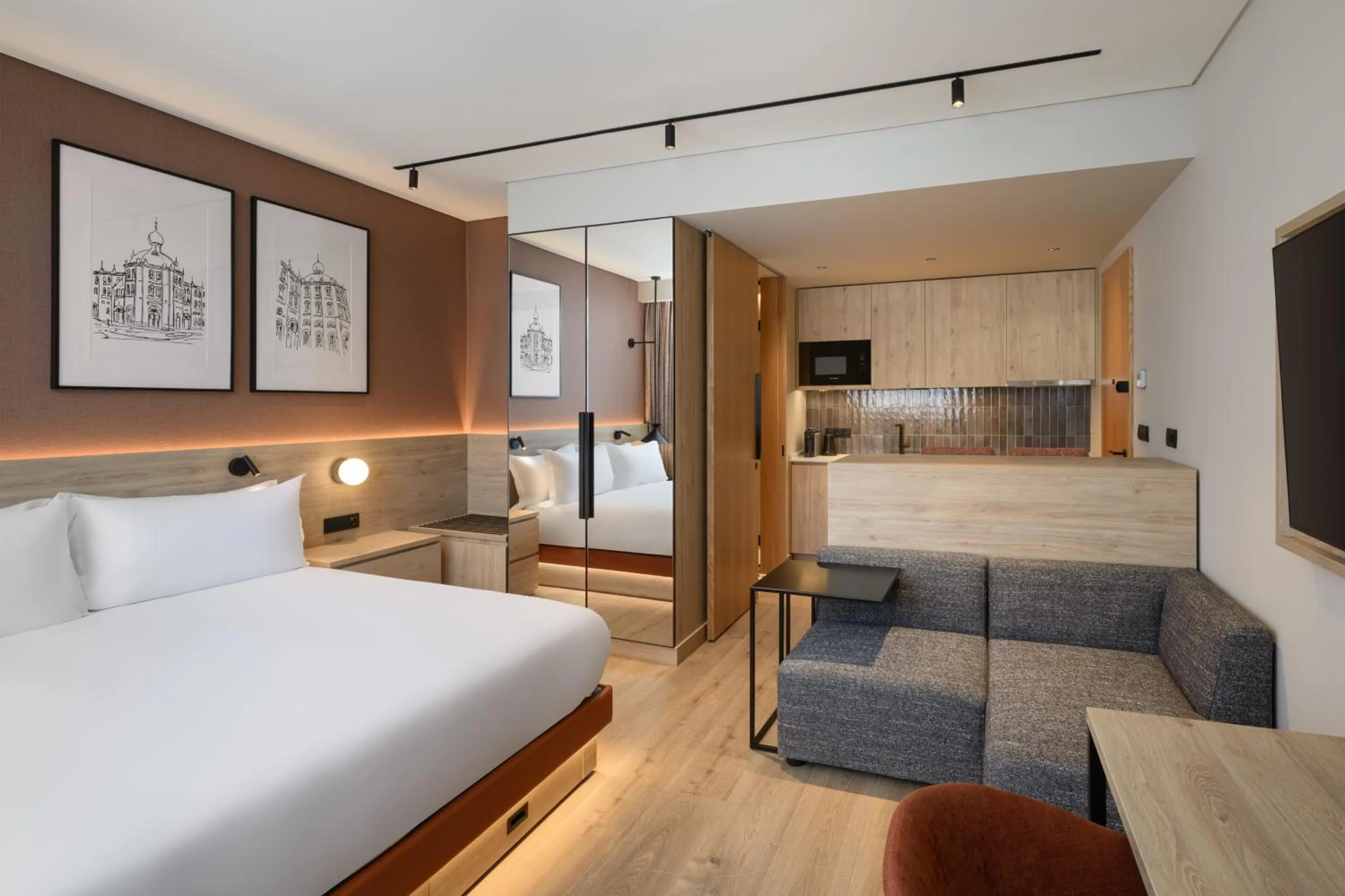 Kitchen or kitchenette, Bed in Residence Inn by Marriott Lisbon