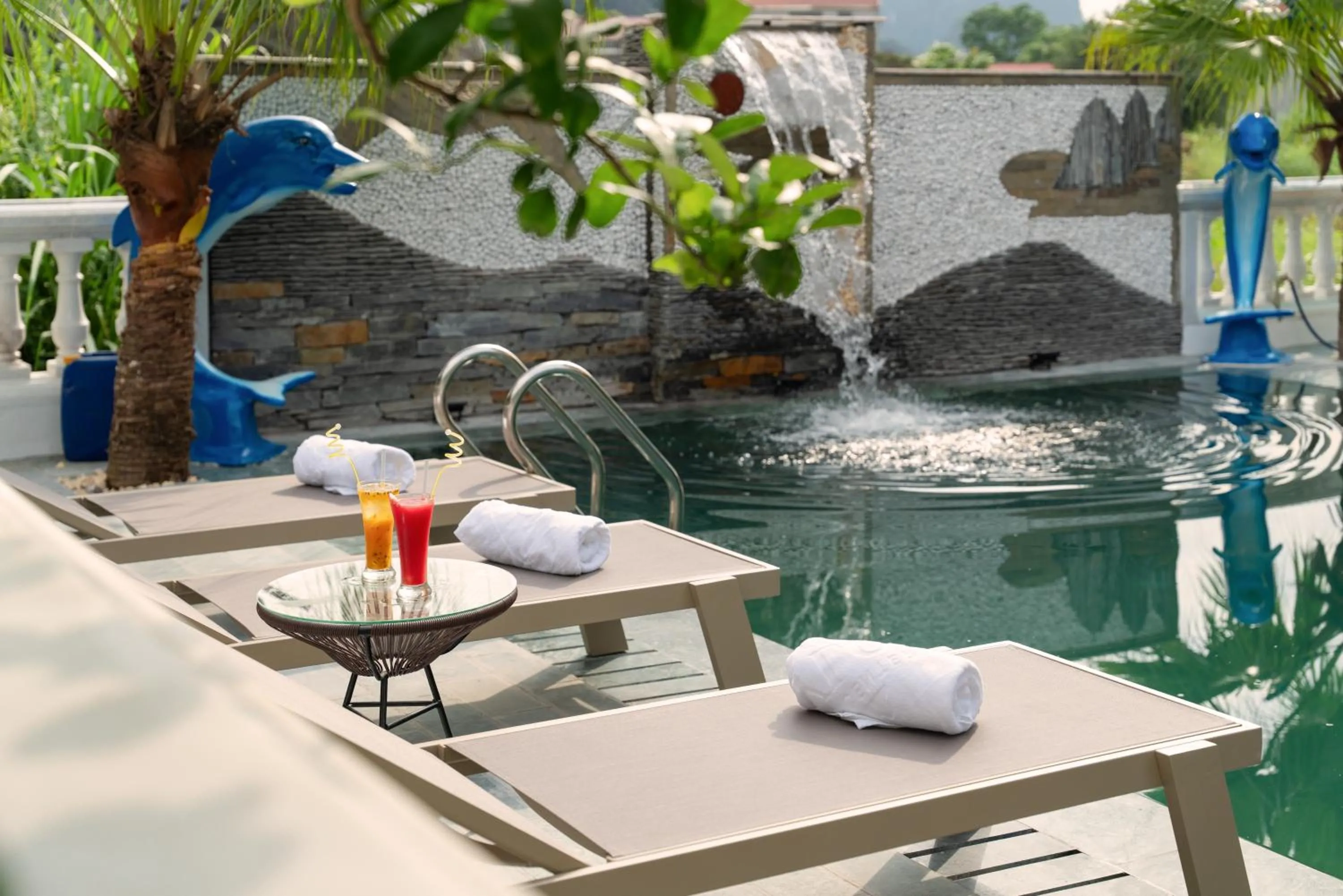 Pool view in Tam Coc Babylon Hotel