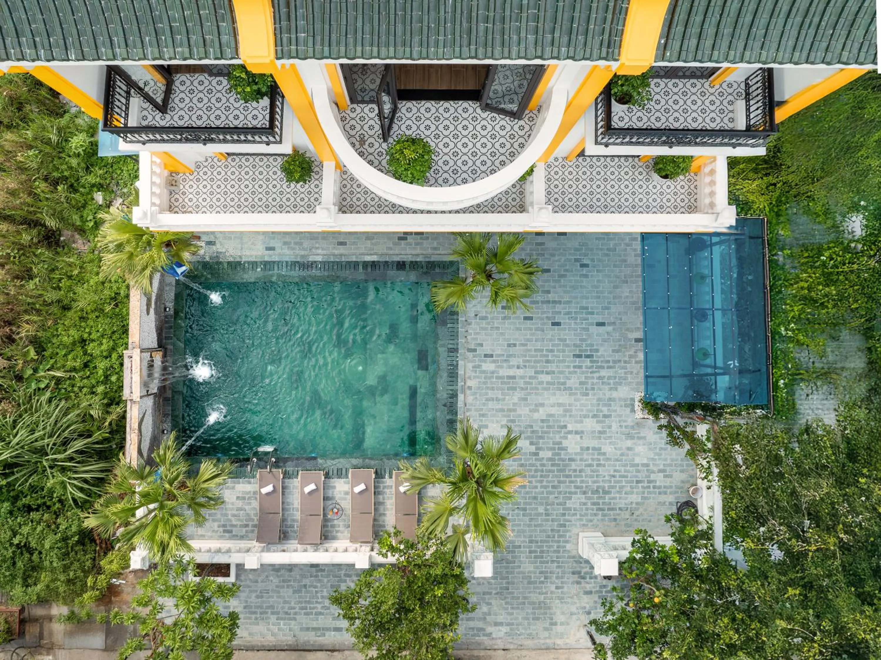 Pool view in Tam Coc Babylon Hotel