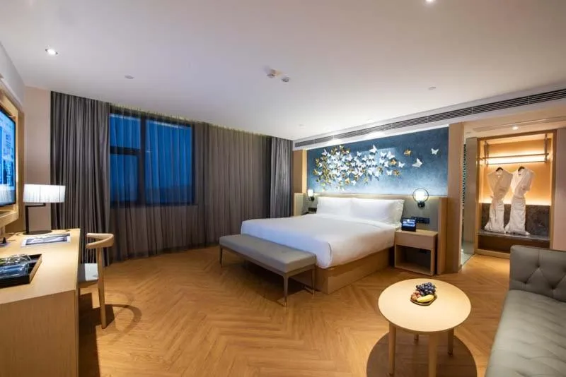 Bed in Orange Crystal Hotel Nanjing Museum