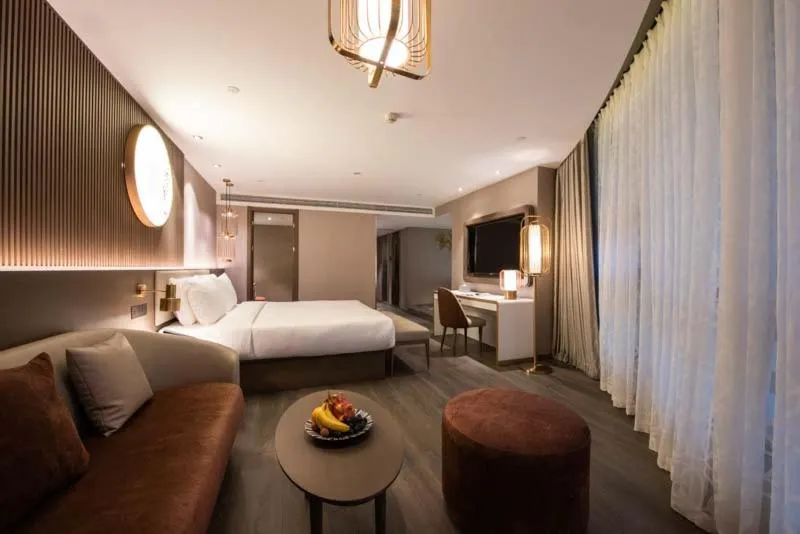 Bed in Orange Crystal Hotel Nanjing Museum