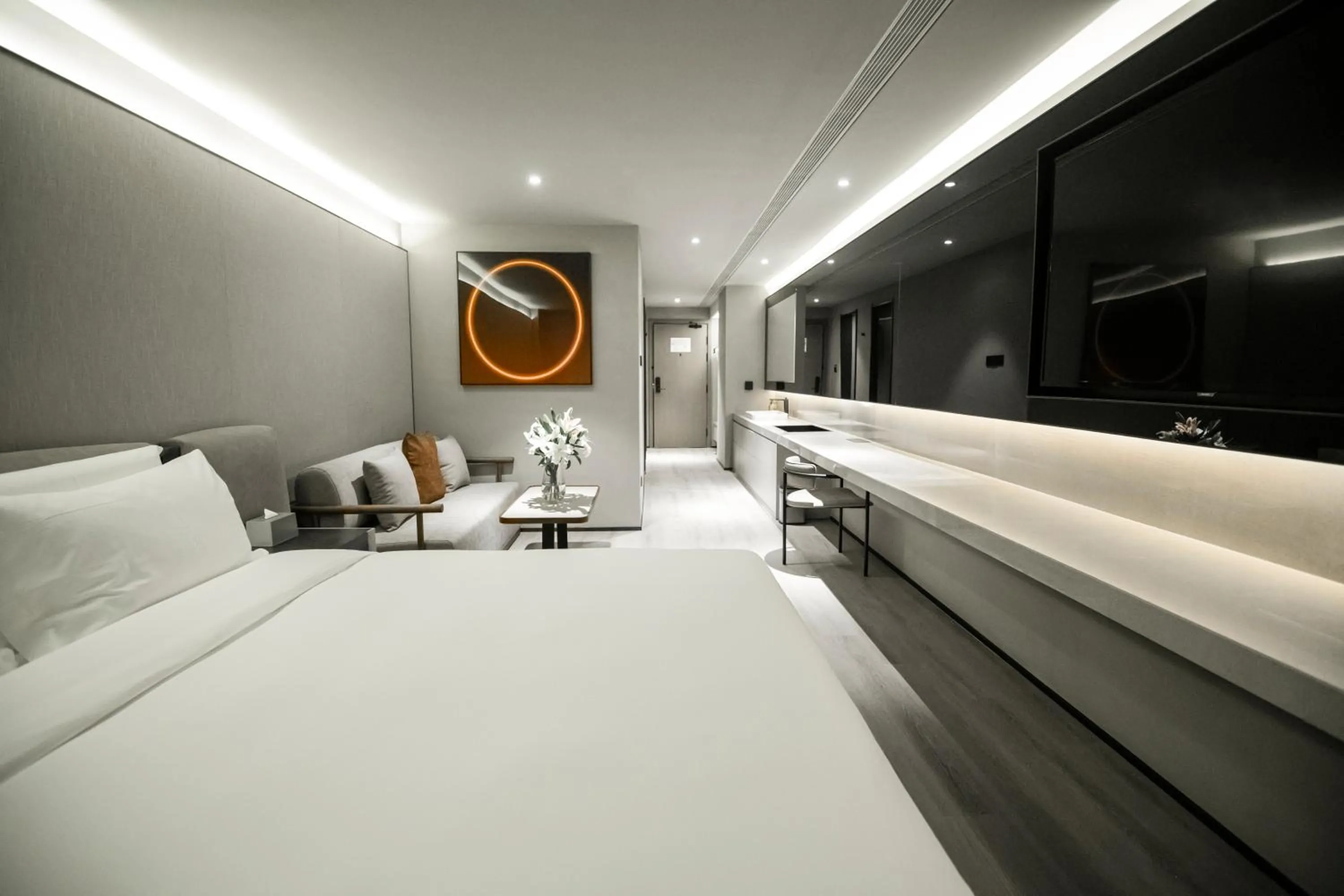 Bed in Orange Crystal Hotel Nanjing Museum