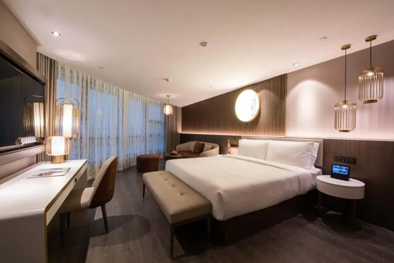 Bed in Orange Crystal Hotel Nanjing Museum