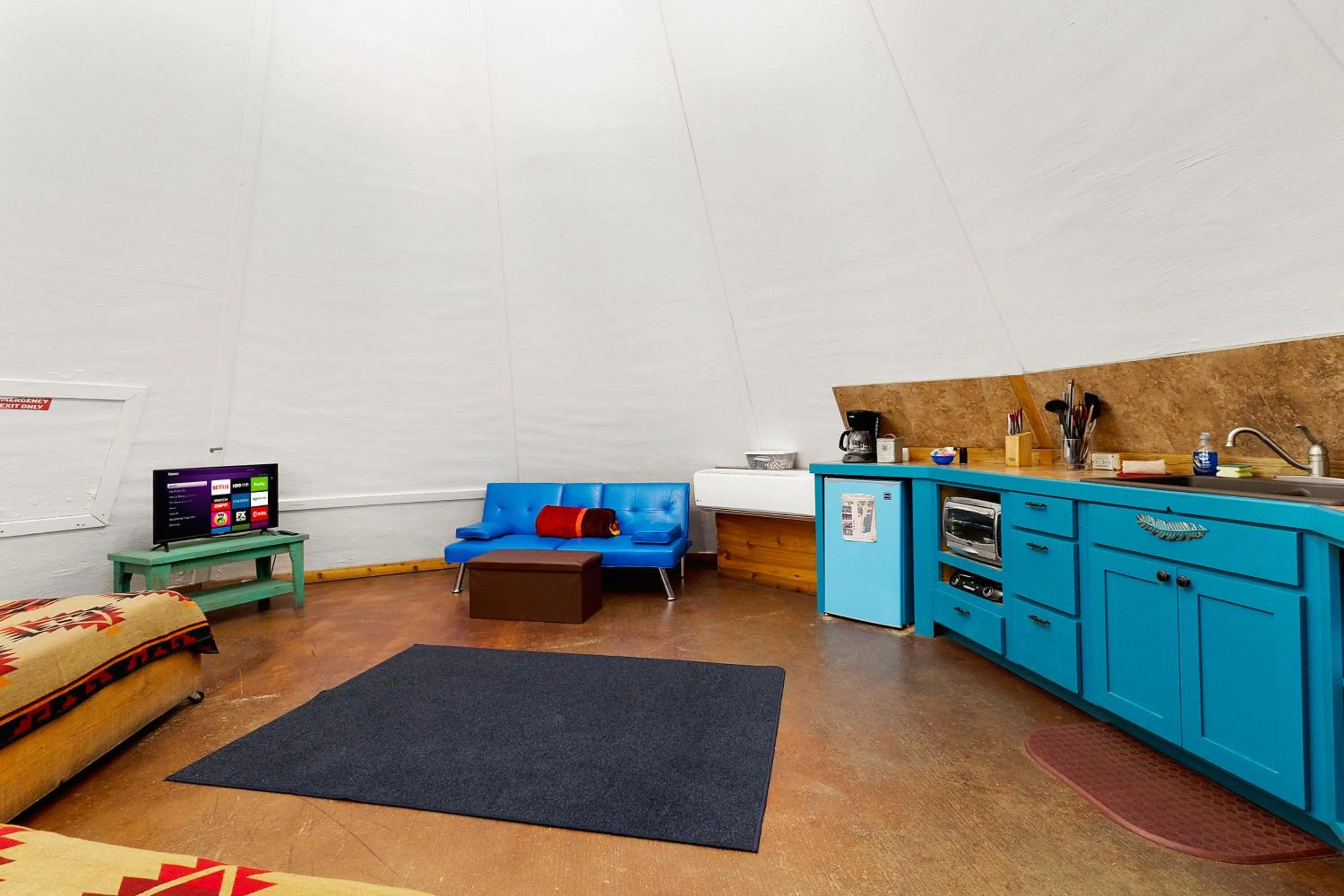 Living room in Tipis on the Guadalupe