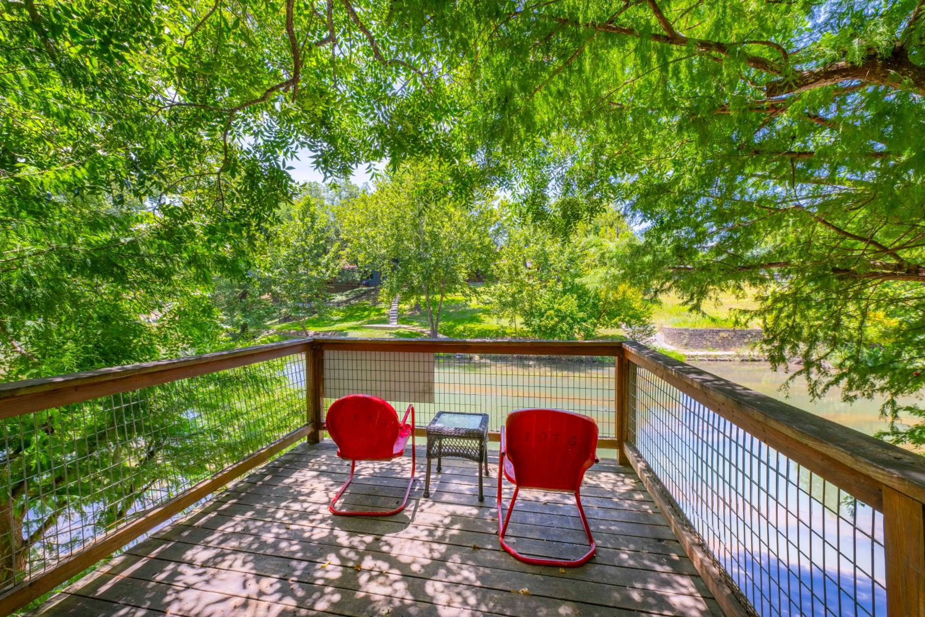 Seating area in Tipis on the Guadalupe