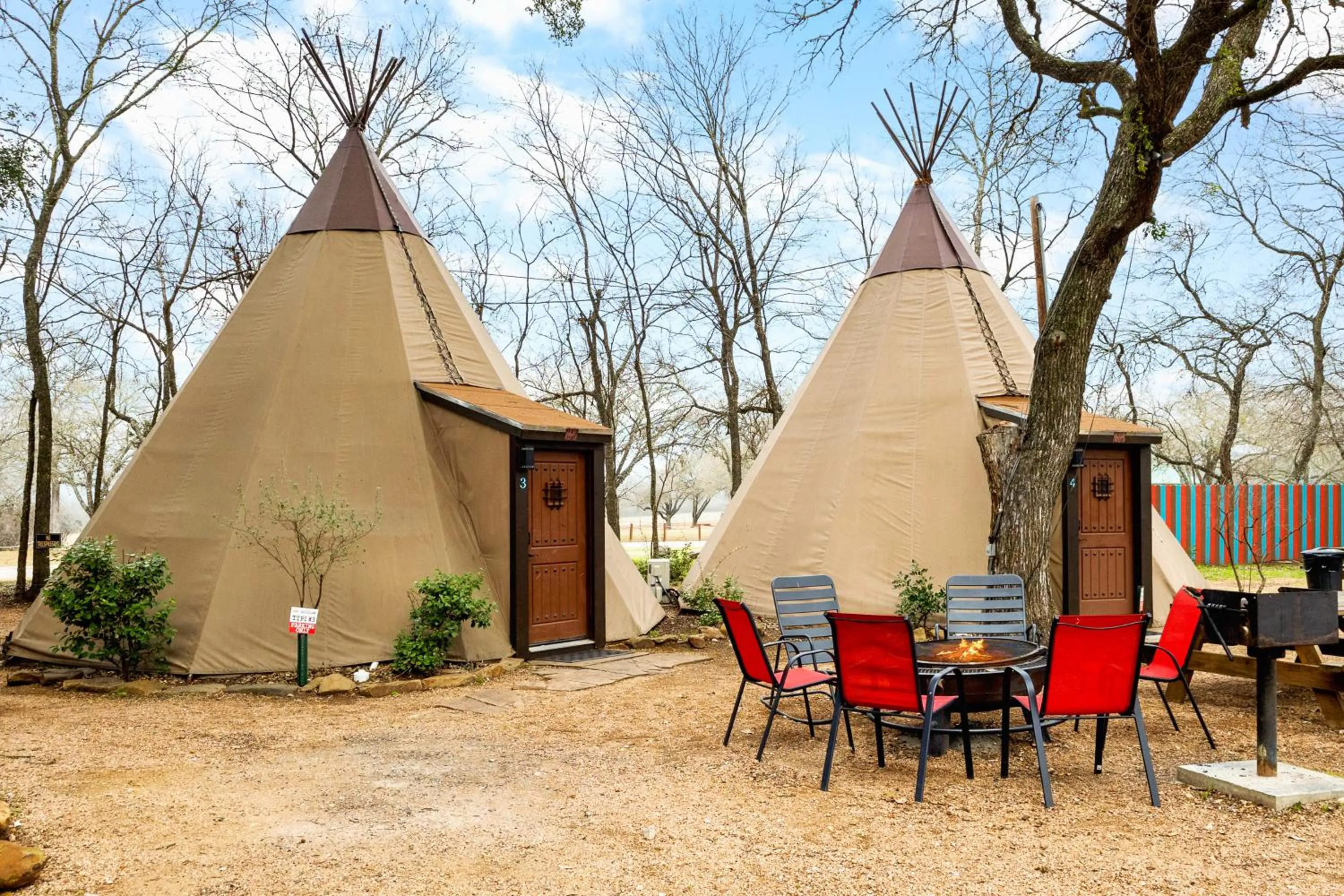Seating area in Tipis on the Guadalupe