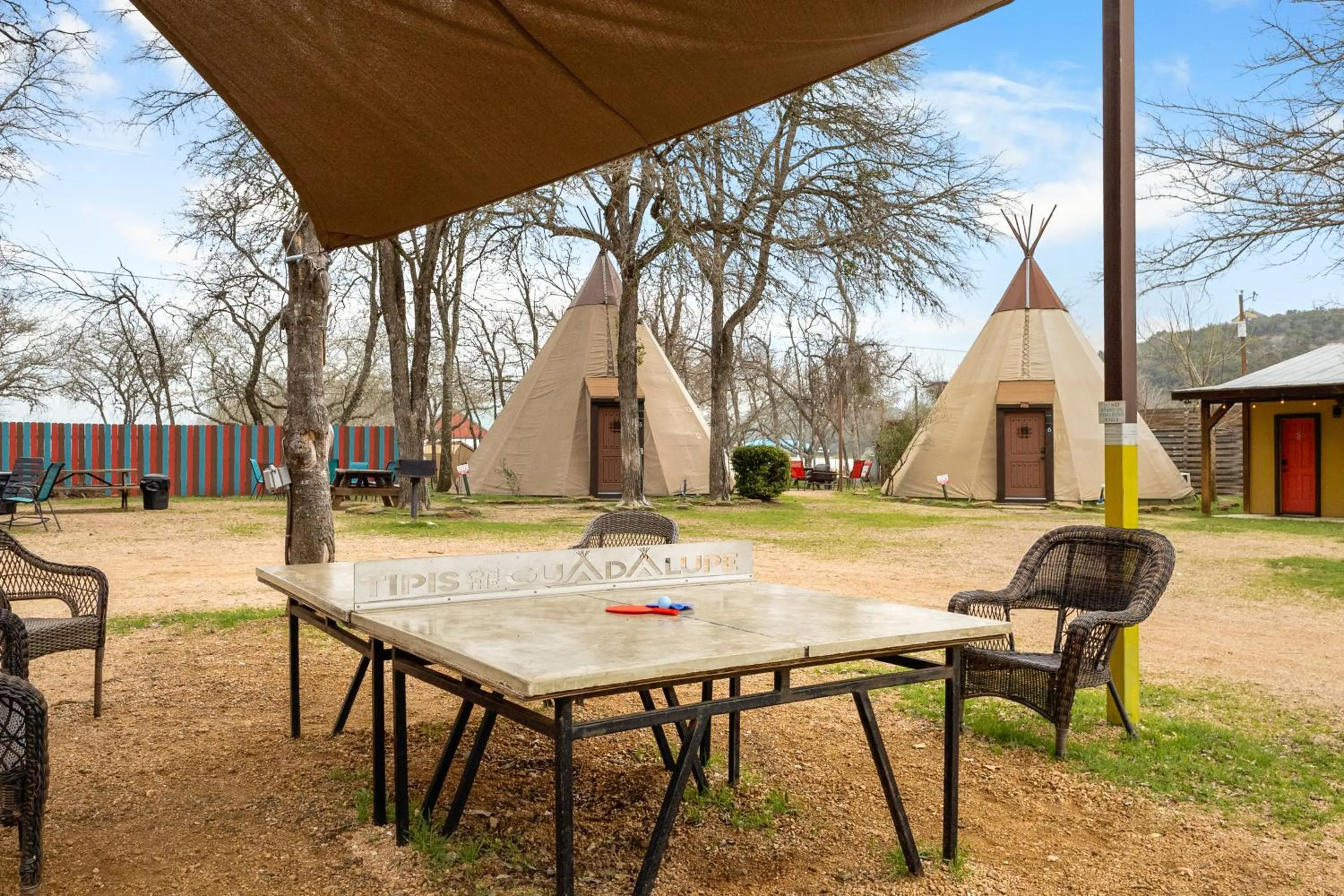 Table tennis in Tipis on the Guadalupe