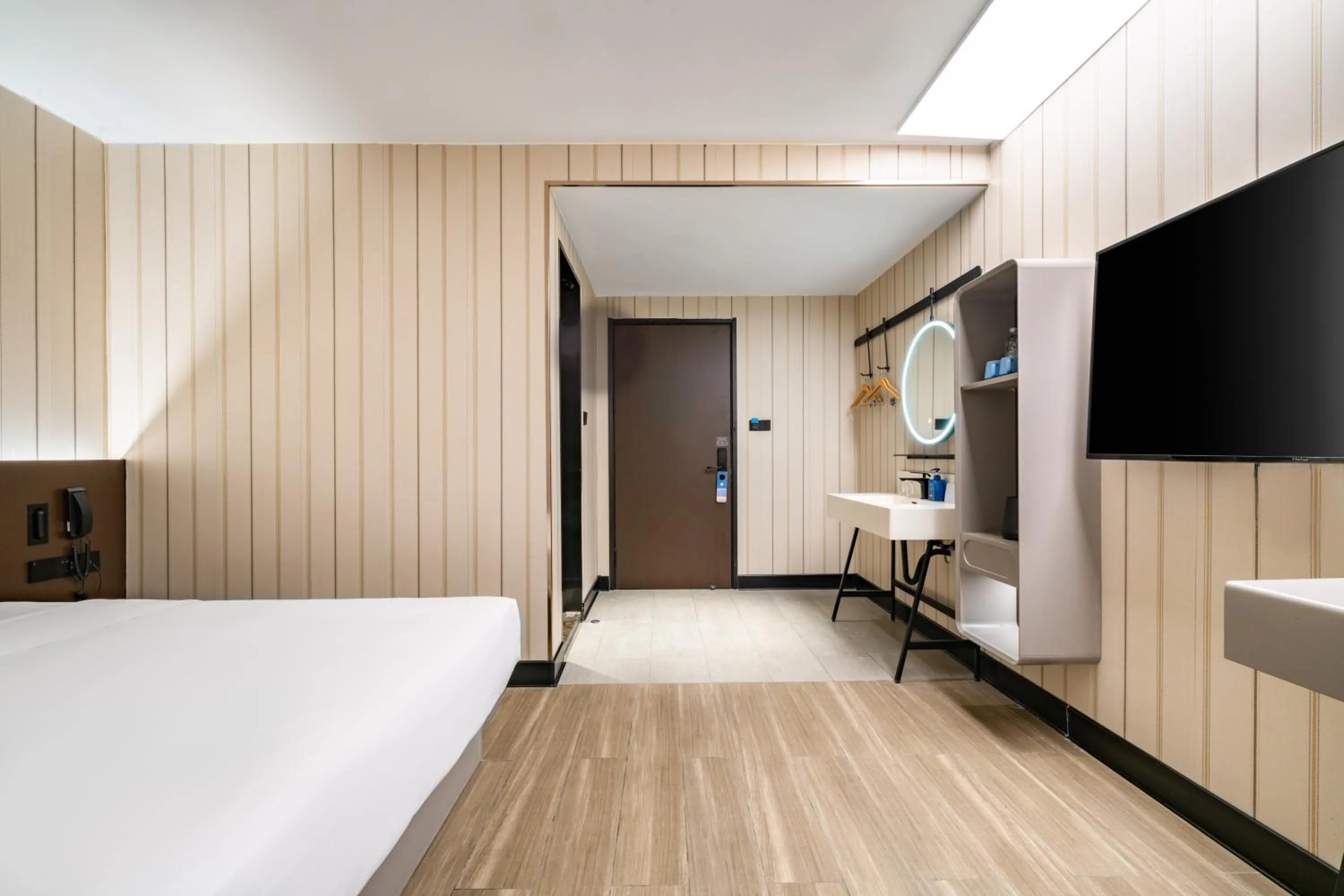 Bed in Hanting Hotel Shenzhen Coast City Nanyou Clothing City