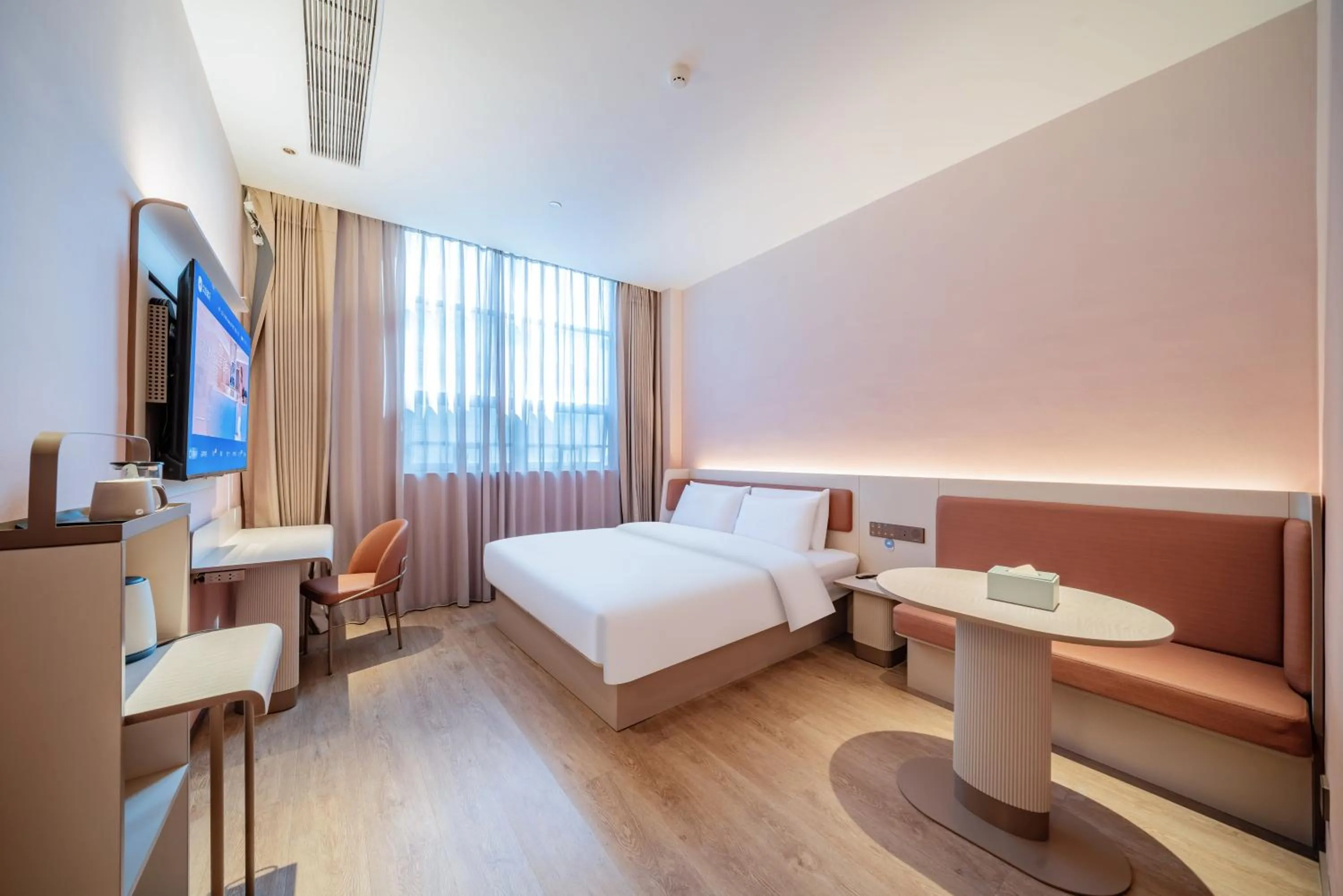 Bedroom, Bed in Hanting Hotel Guangzhou Nangang Subway Station