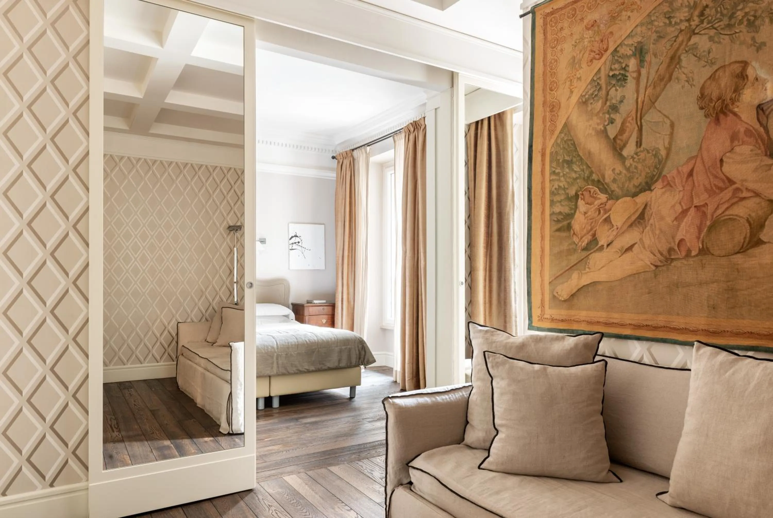 Seating area, Bed in Casa Montani