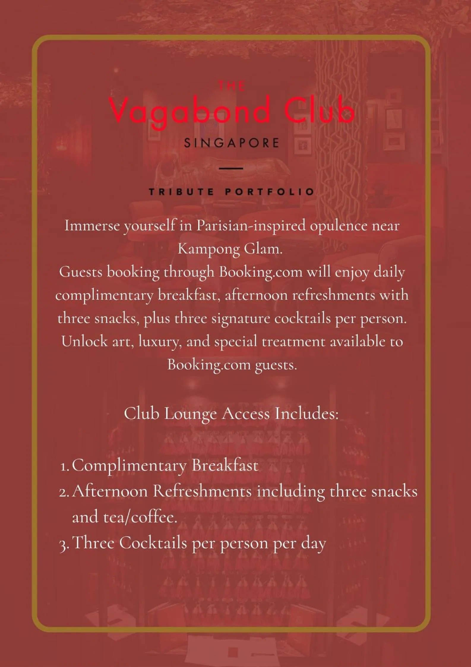 Text overlay in The Vagabond Club, a Tribute Portfolio Hotel Singapore