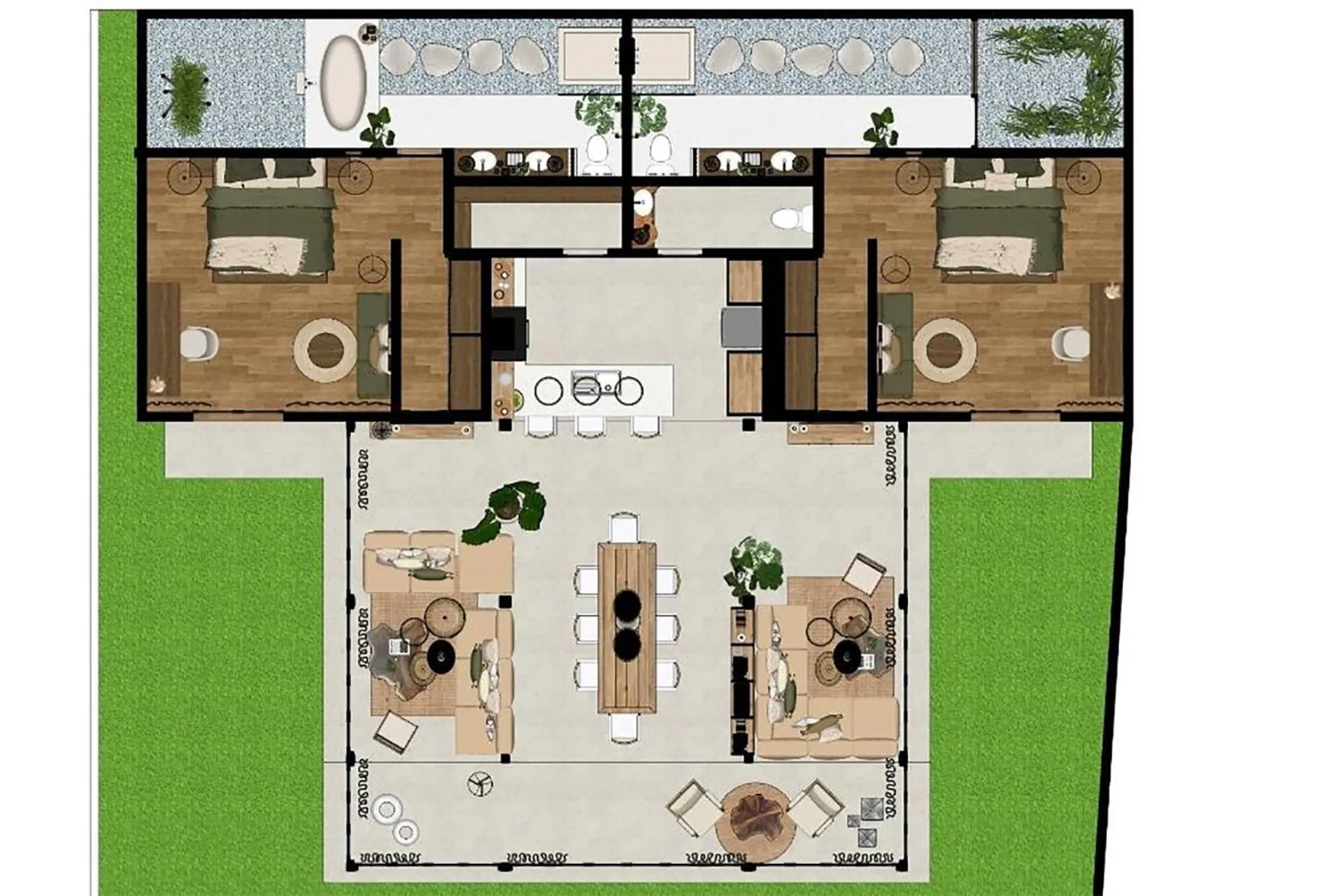 Floor plan in Villa Sebelah by Optimum Bali Villas