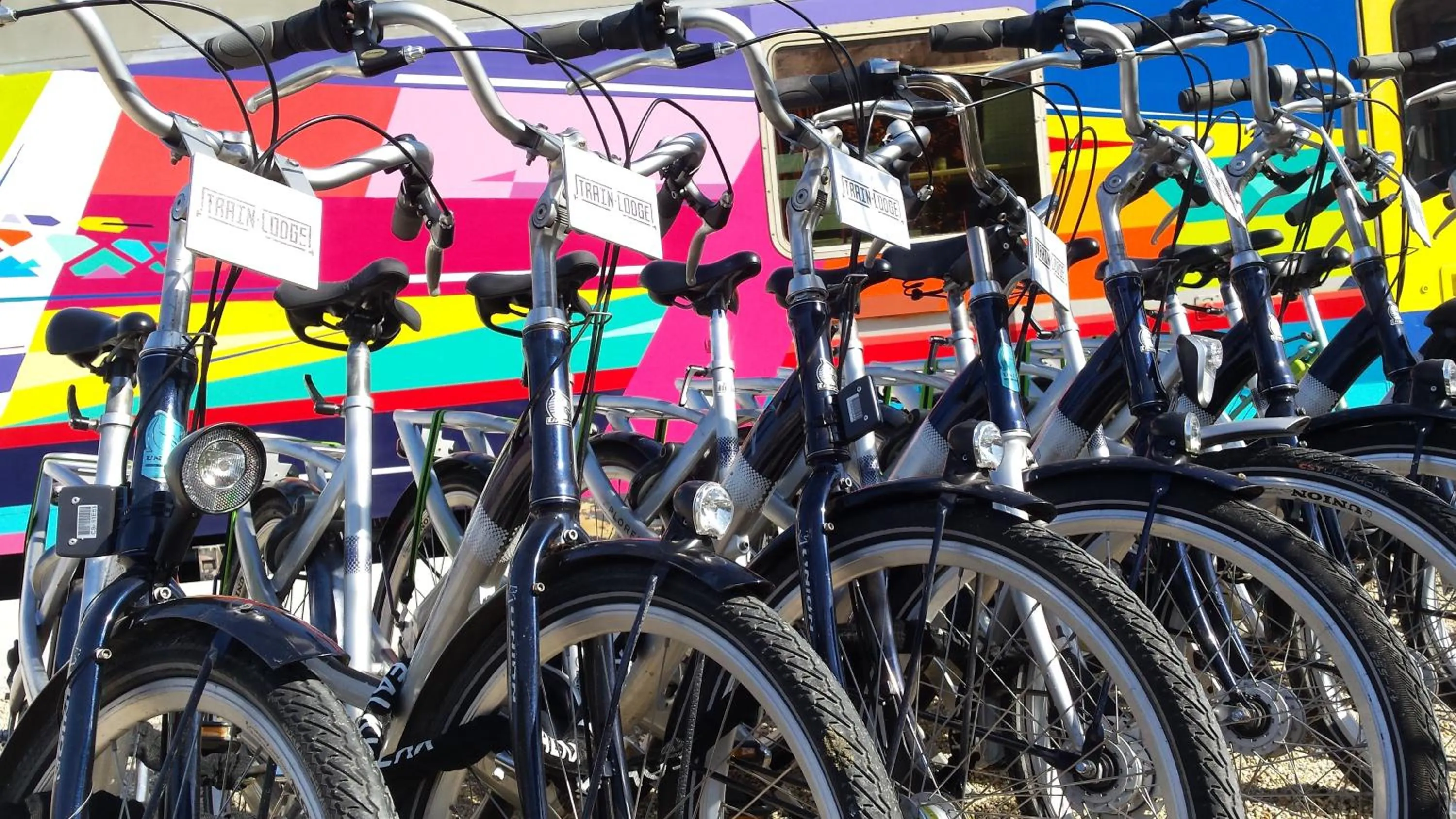 Cycling in Train Lodge Amsterdam