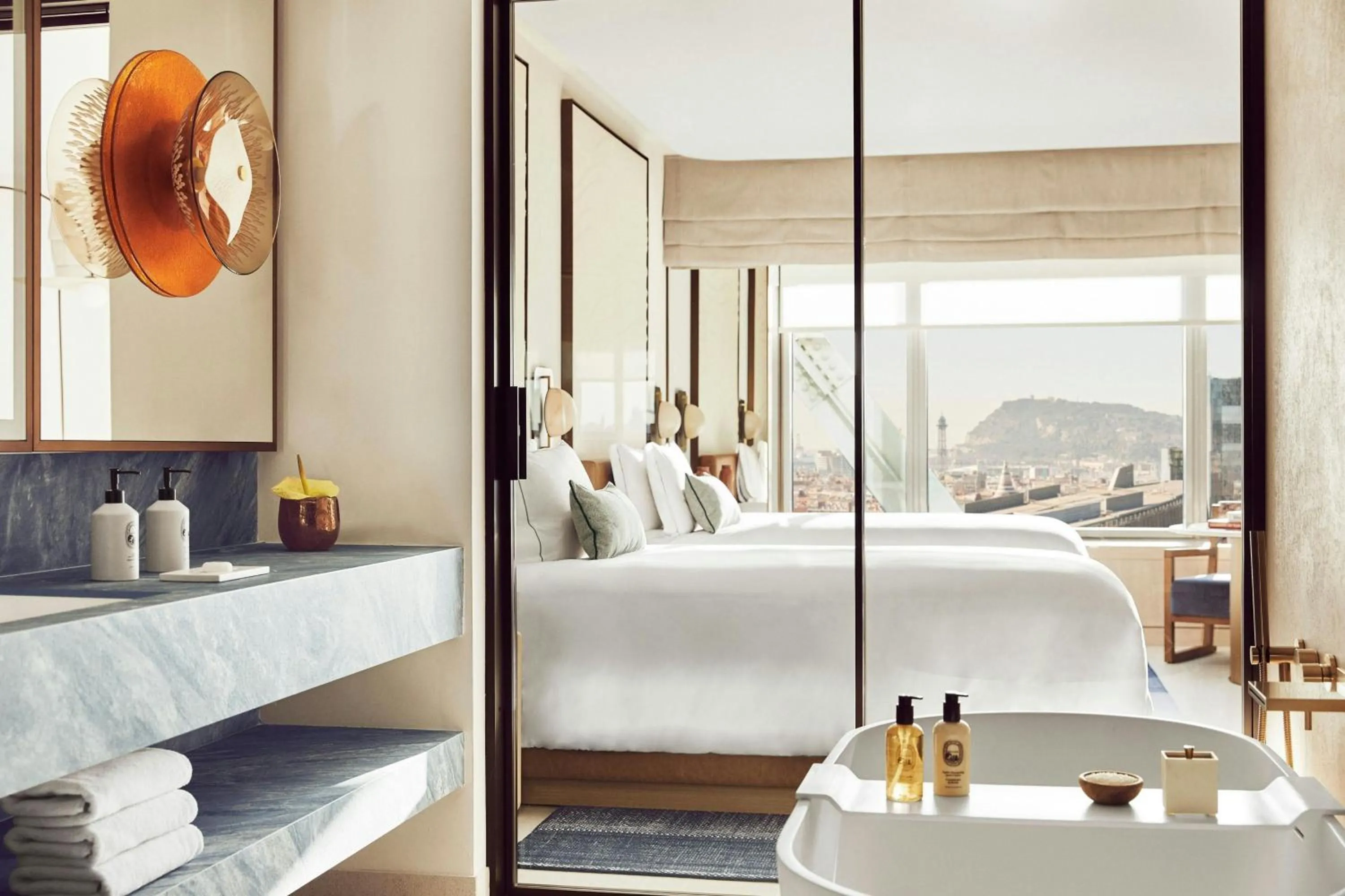 Bathroom, Bed in Hotel Arts Barcelona