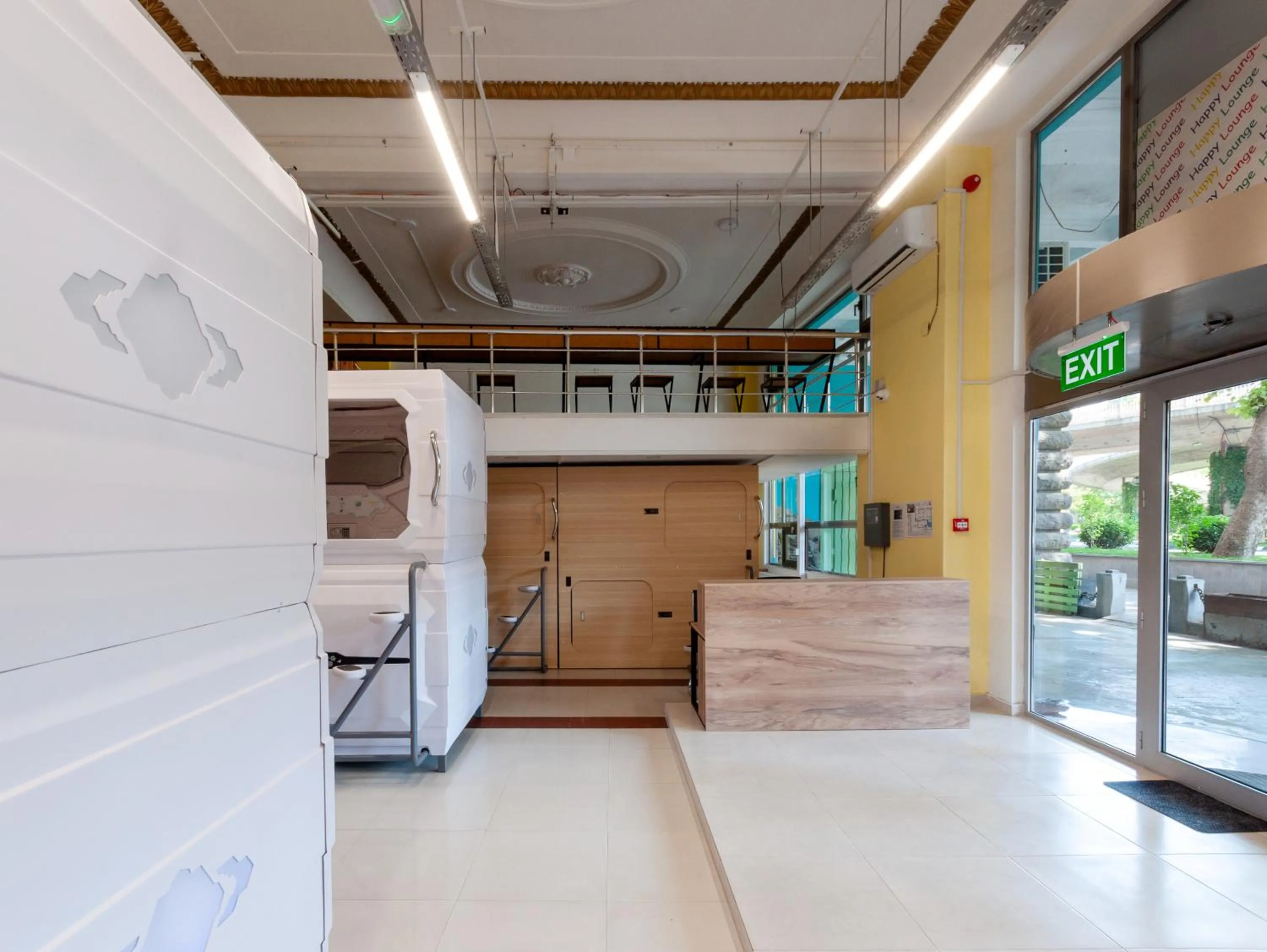 Property building in Capsule Hotel Happy lounge