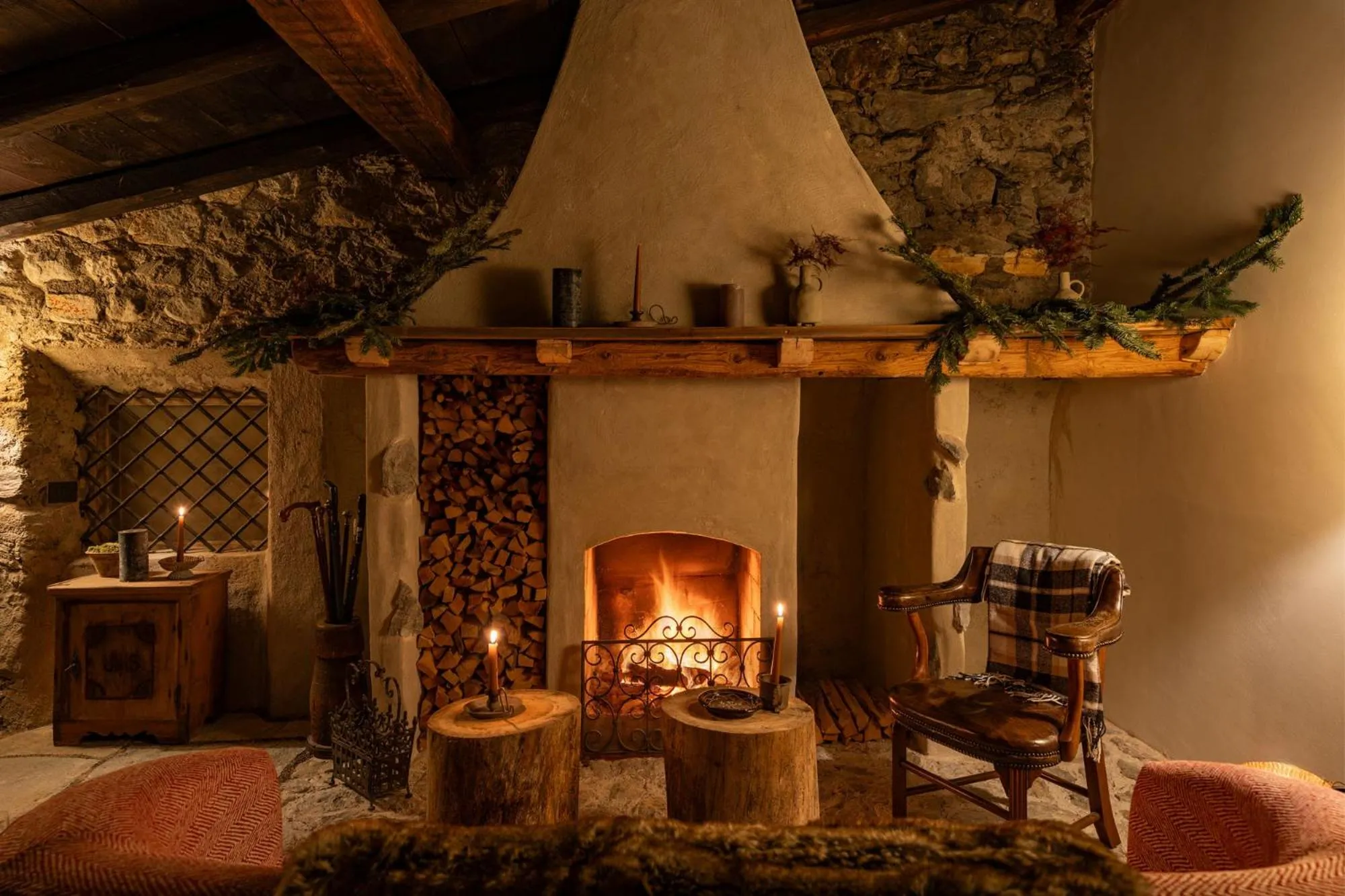 fireplace in Castel Badia - The Leading Hotels of the World