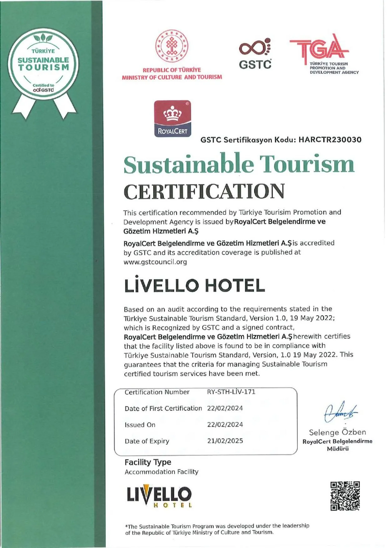 Certificate/Award in Empire Hotel İstanbul