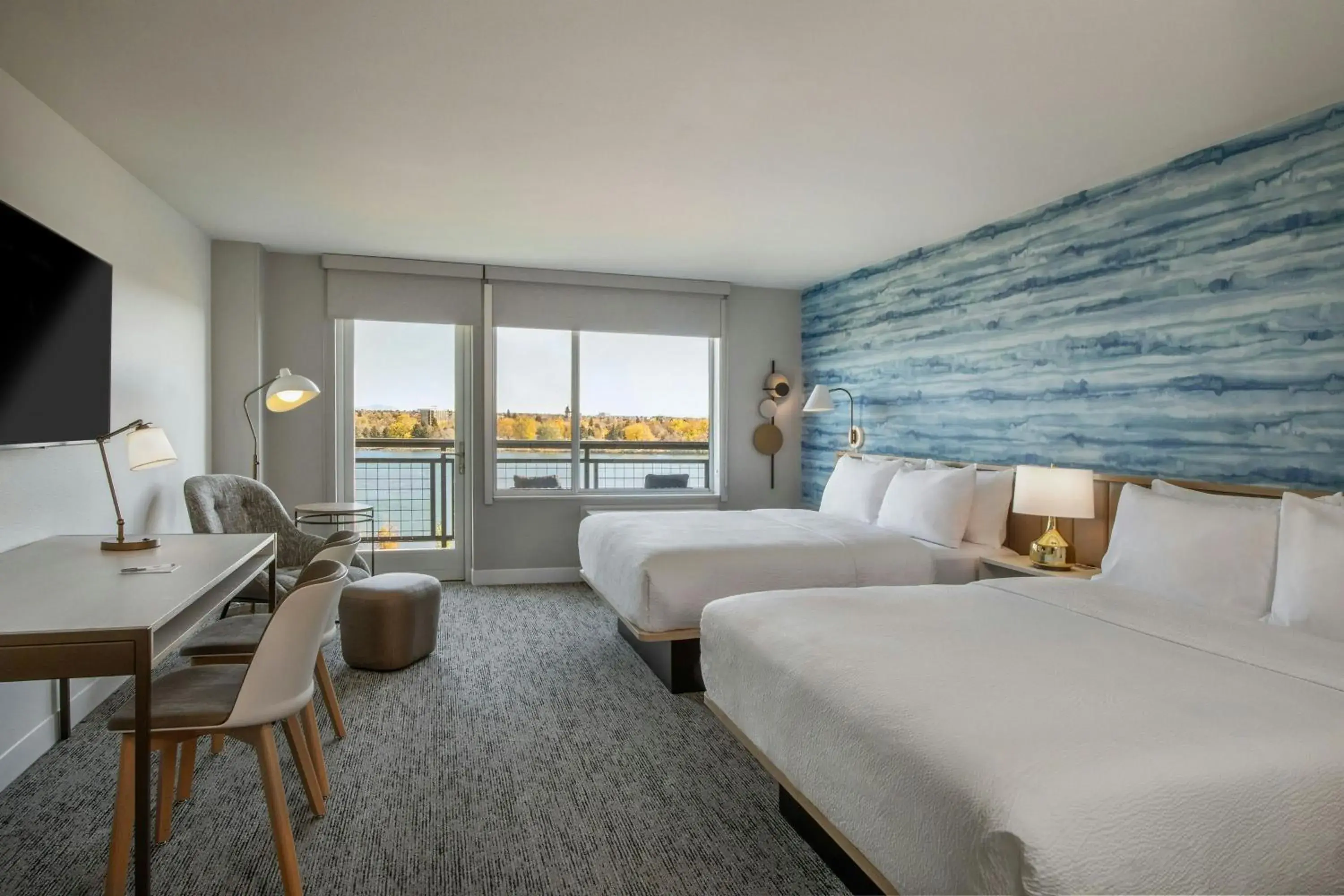 Queen Studio with Two Queen Beds and Balcony - River View in TownePlace Suites by Marriott Great Falls Queen Studio with Two Queen Beds and Balcony - River View in TownePlace Suites by Marriott Great Falls