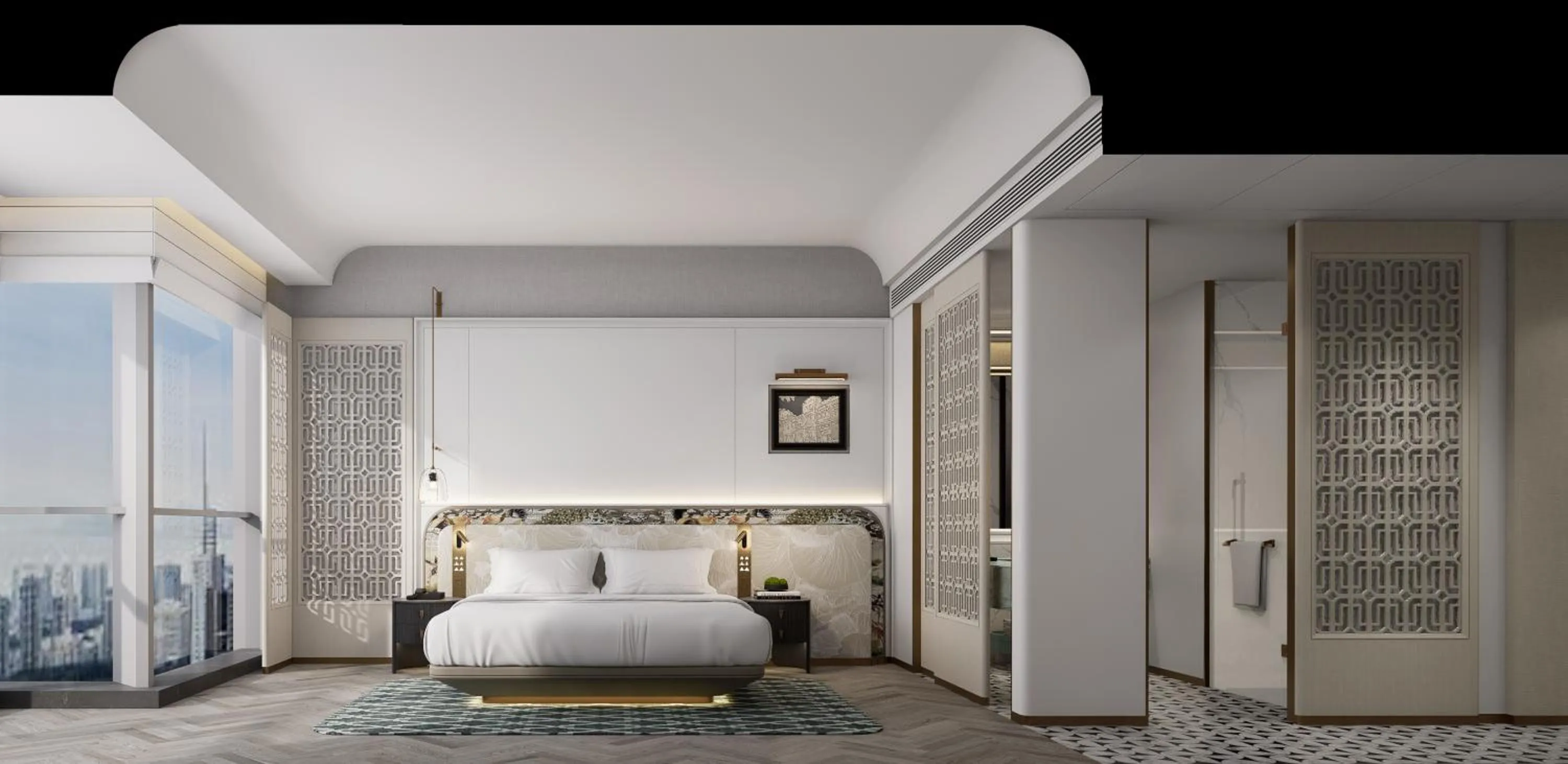 Manchurian Window King Room in Mehood Elegant Hotel Panyu Chimelong Wanbo Business District