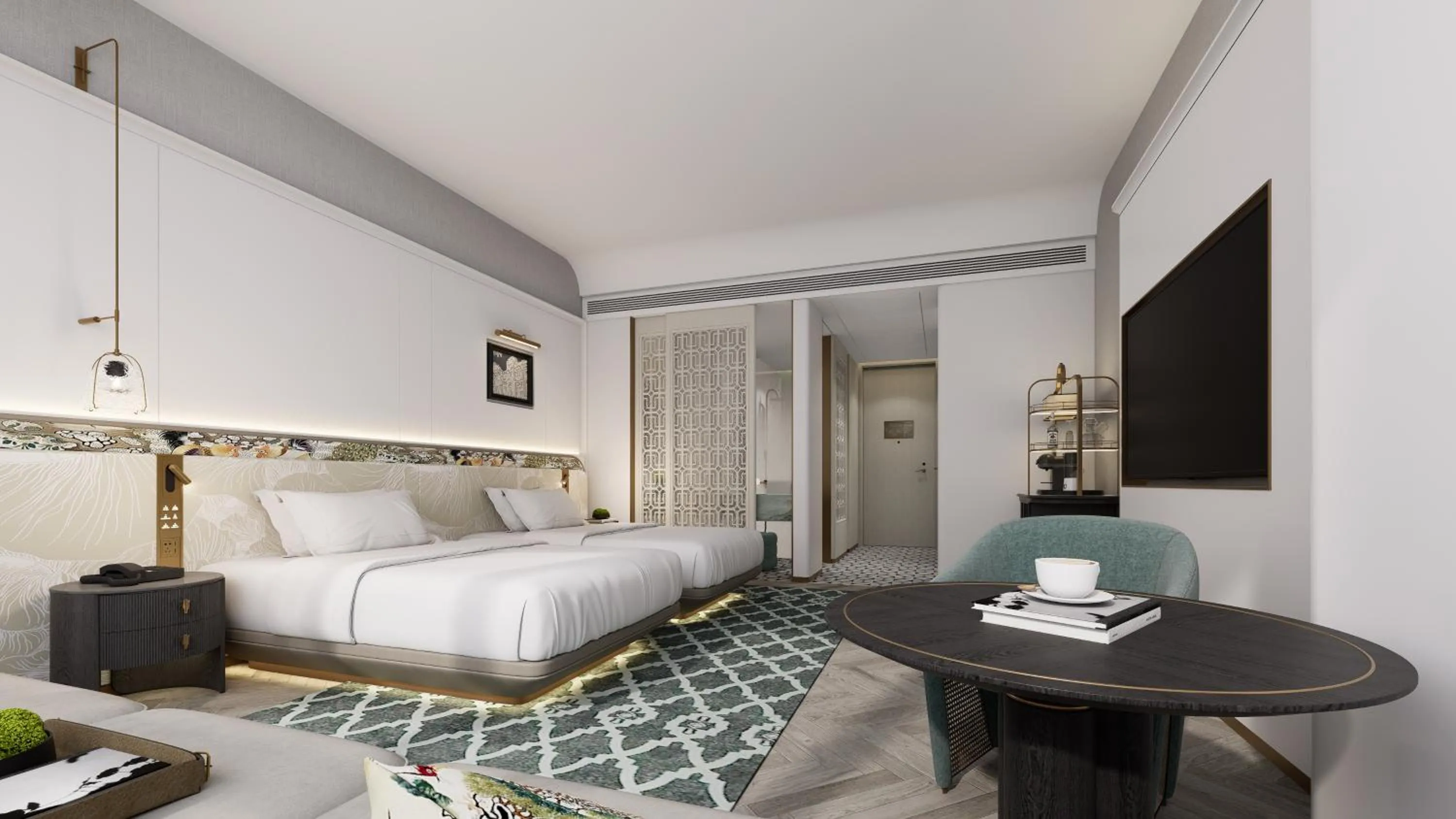 Manchurian Window Twin Room in Mehood Elegant Hotel Panyu Chimelong Wanbo Business District
