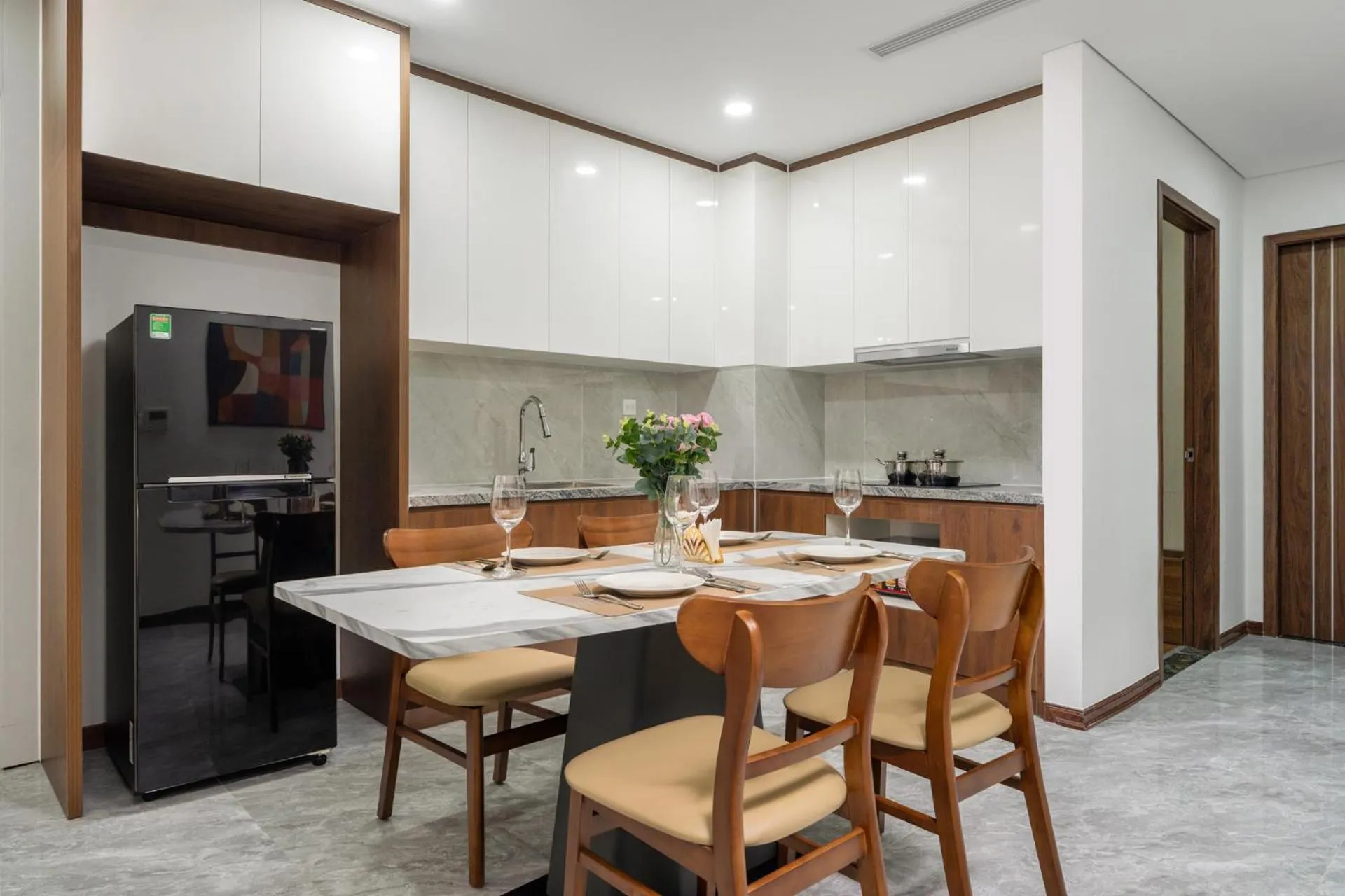 Kitchen or kitchenette in Aravelle Suites