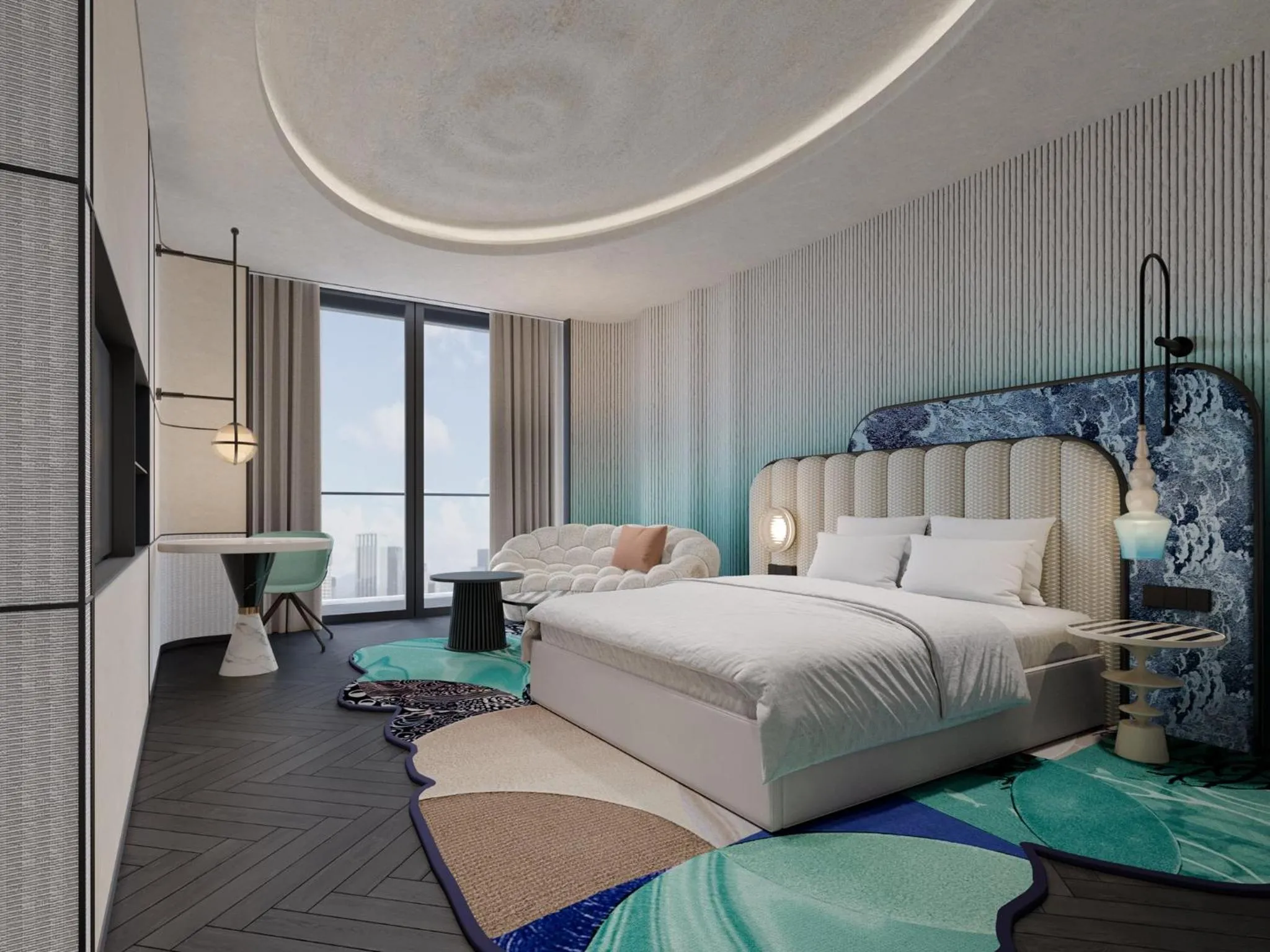 Photo of the whole room, Bed in Hotel Indigo Shanghai Harbour City